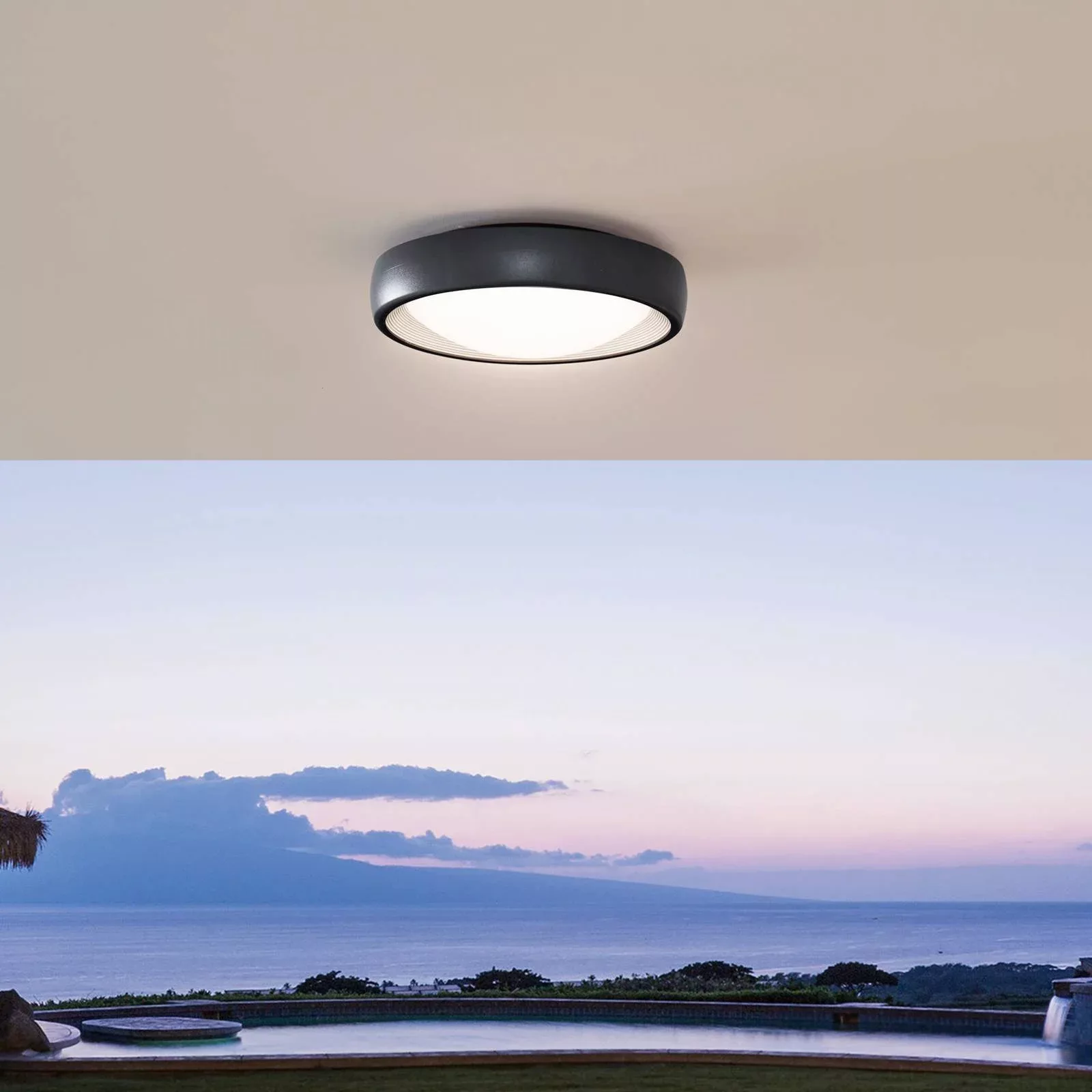 Lindby LED-Außendeckenlampe Niniel, schwarz, Ø 25 cm günstig online kaufen