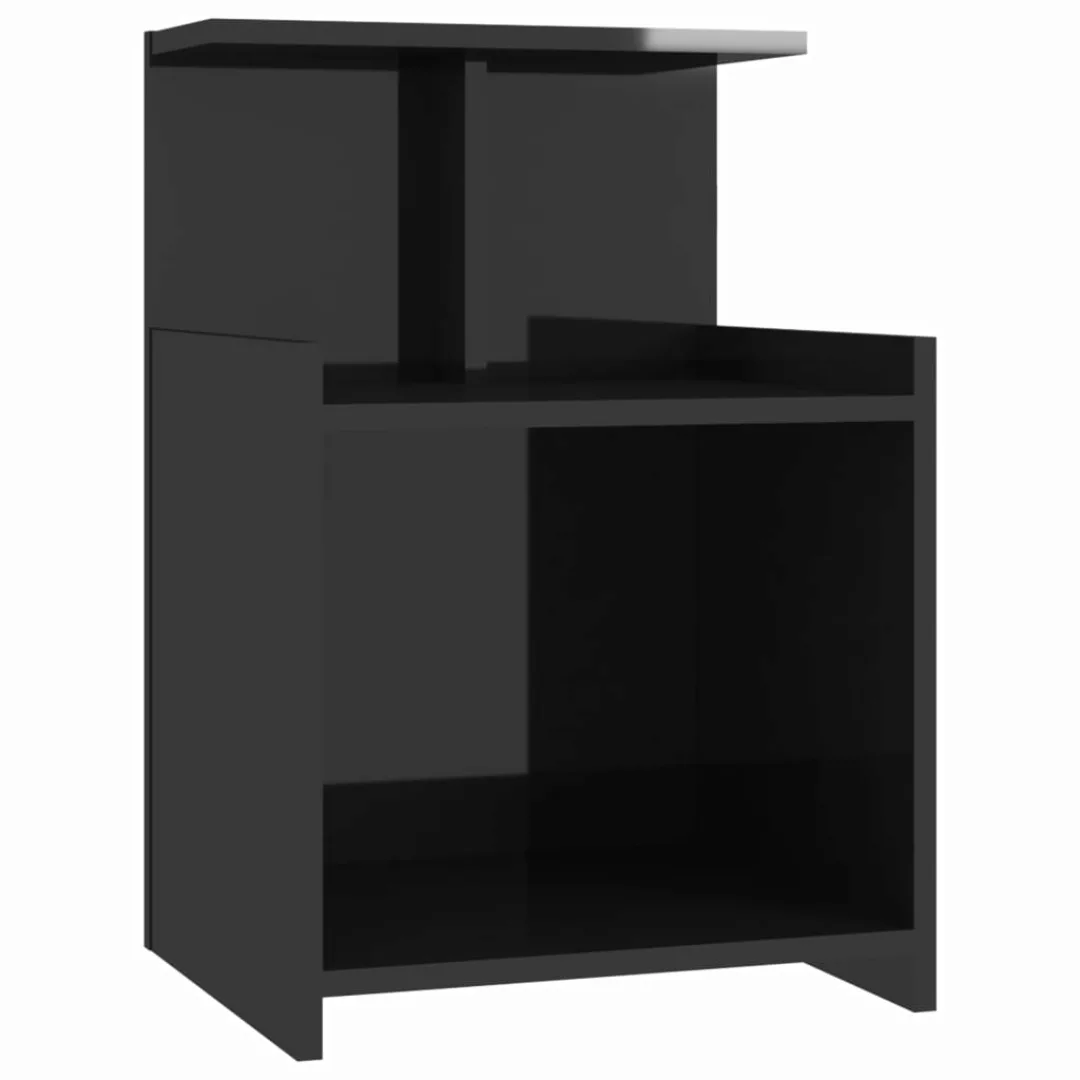 Nachttisch Hochglanz-schwarz 40x35x60 Cm Spanplatte günstig online kaufen