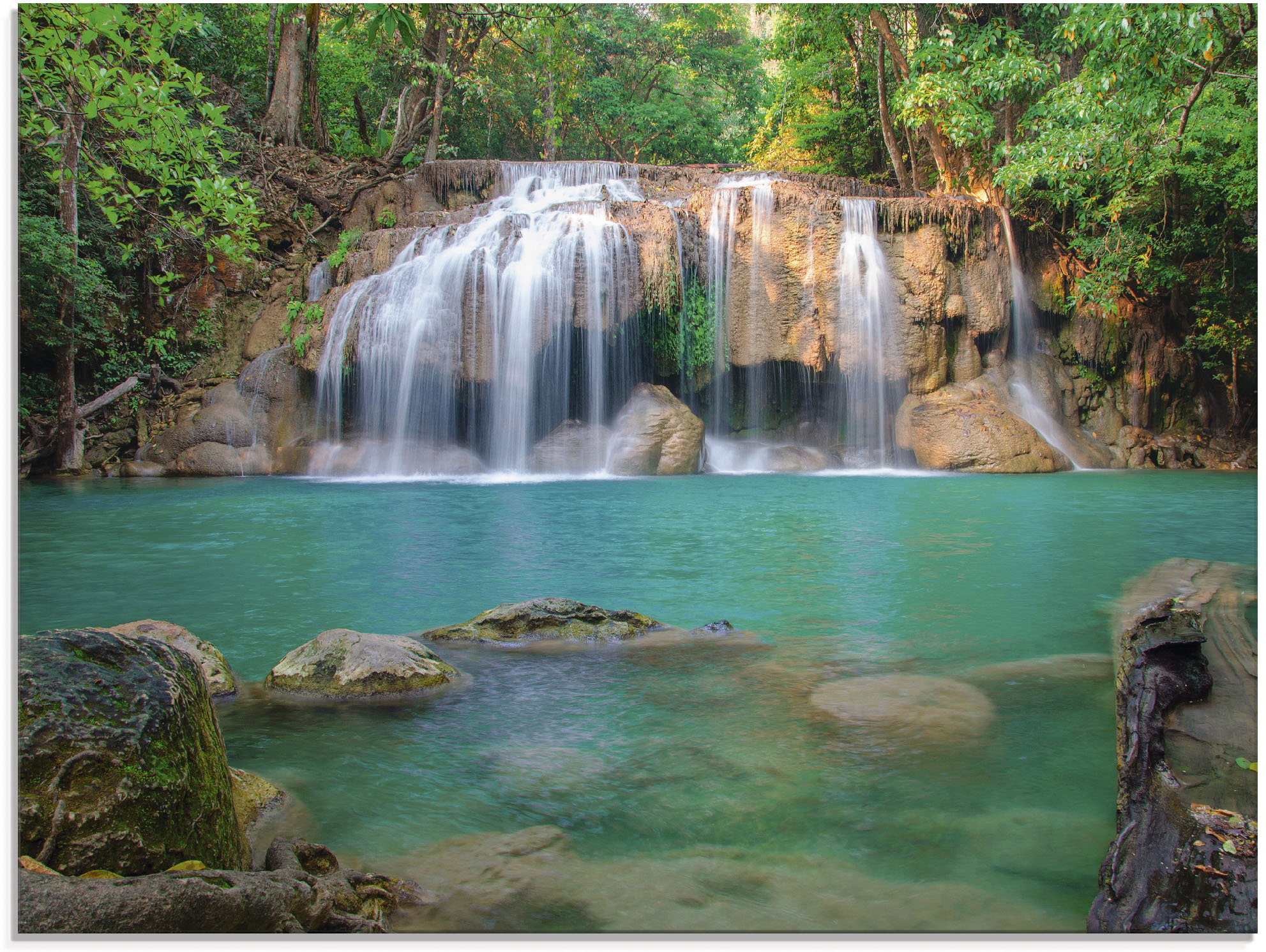 Artland Glasbild "Wasserfall im Wald National Park", Gewässer, (1 St.), in günstig online kaufen