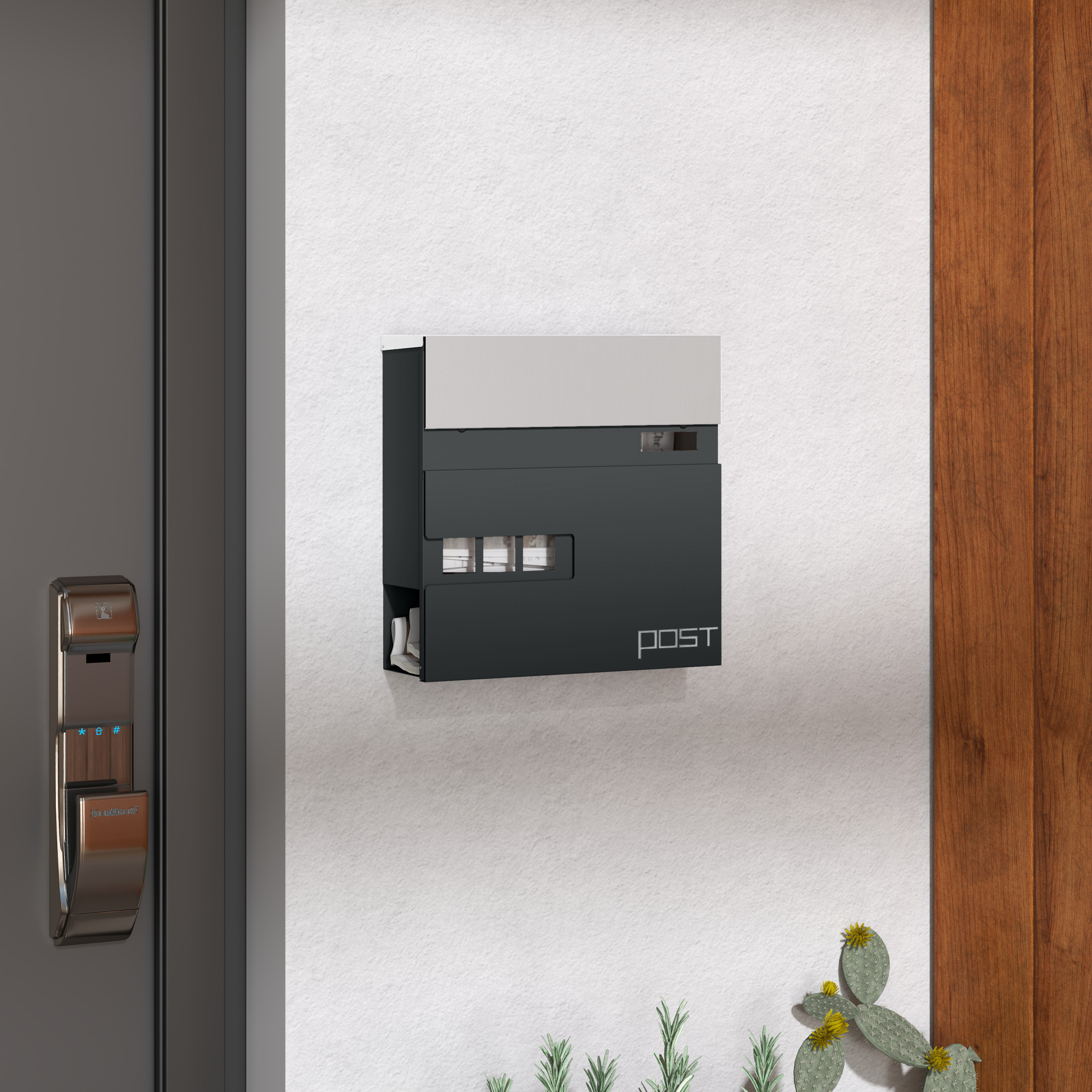 HOMCOM Briefkasten Wandbriefkasten aus Stahl mit Sichtfenster, Schloss, Kup günstig online kaufen