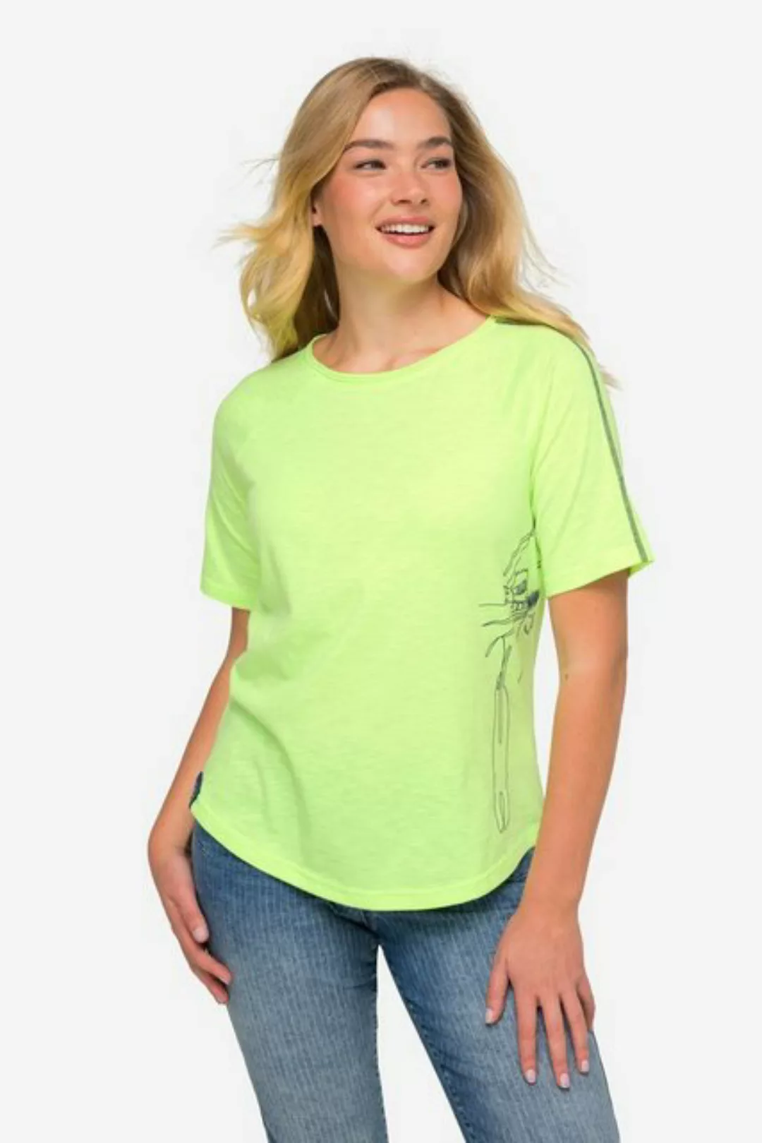 Laurasøn Rundhalsshirt T-Shirt seitlicher Robben-Print Rundhals Halbarm günstig online kaufen