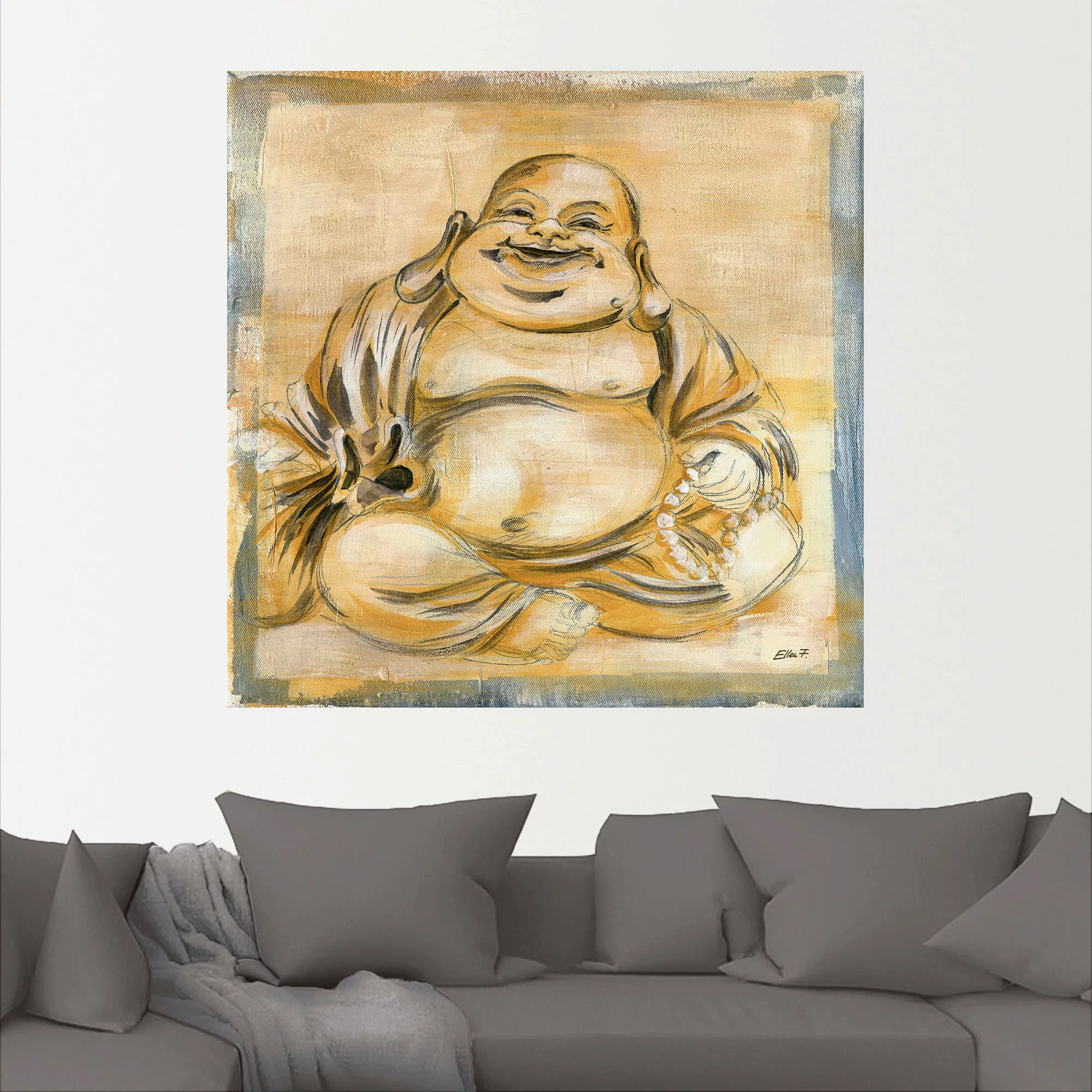 Artland Wandbild "Fröhlicher Buddha I", Religion, (1 St.), als Leinwandbild günstig online kaufen