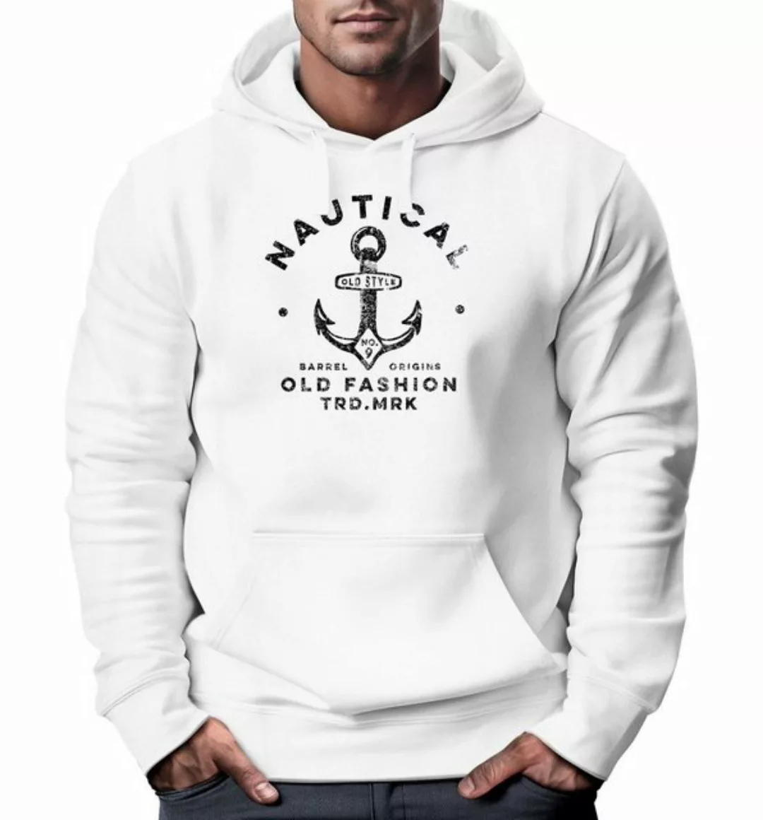 Neverless Hoodie Hoodie Herren Anker Motiv Nautical Kapuzen-Pullover Männer günstig online kaufen