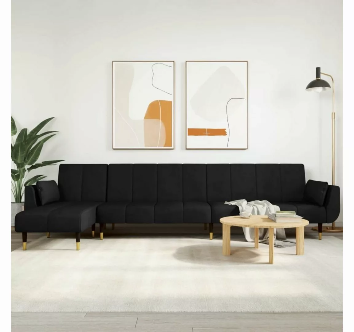 vidaXL Sofa Schlafsofa in L-Form Schwarz 275x140x70 cm Samt günstig online kaufen