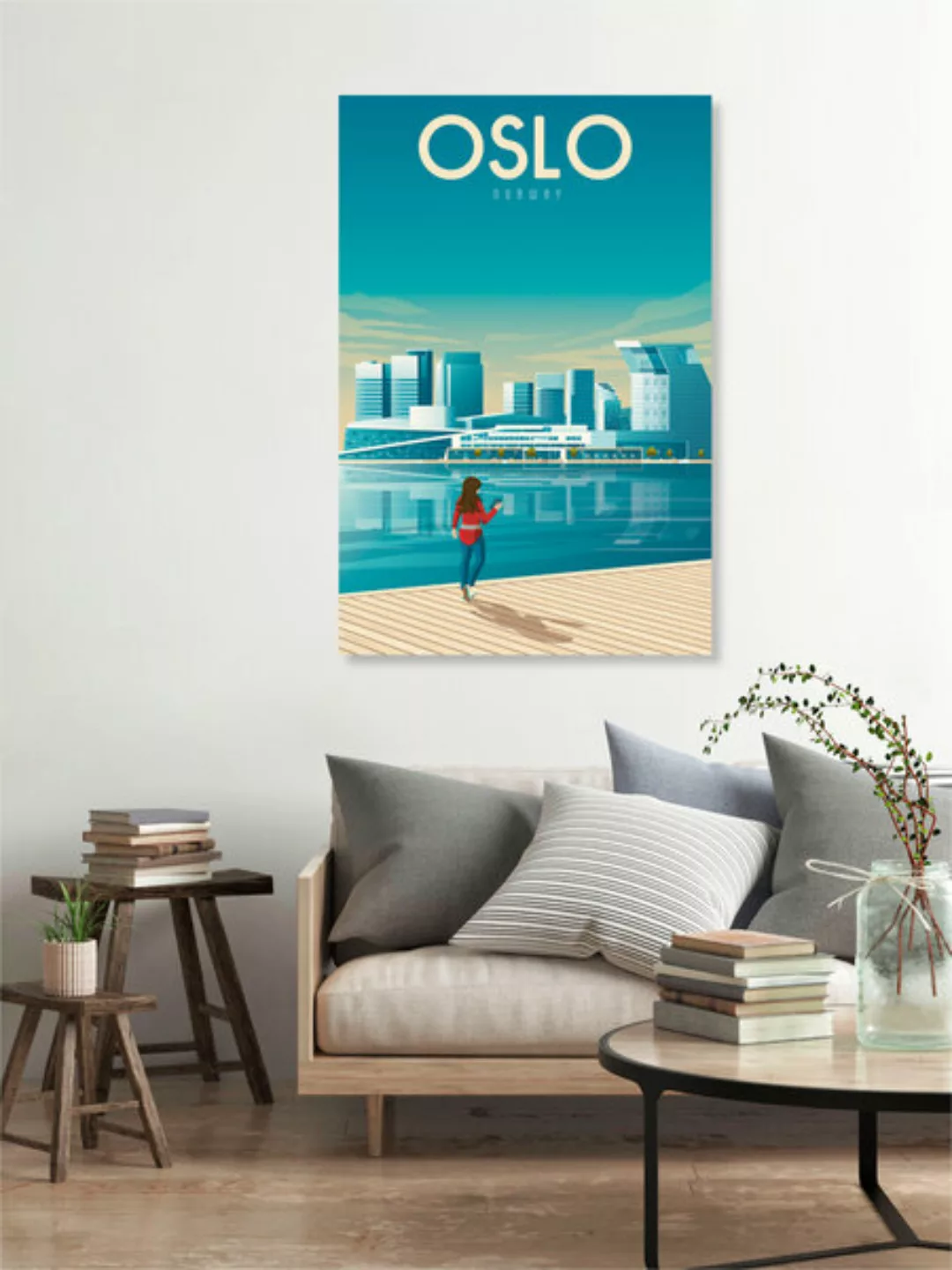 Poster / Leinwandbild - Oslo Vintage Travel Wandbild günstig online kaufen