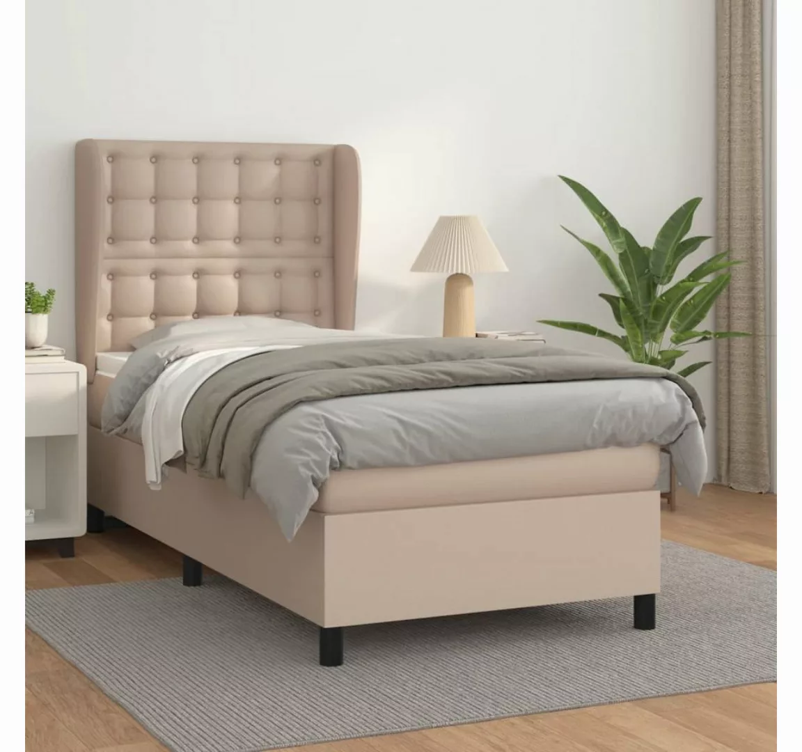 vidaXL Boxspringbett Bett Boxspringbett mit Matratze & Topper Kunstleder ve günstig online kaufen