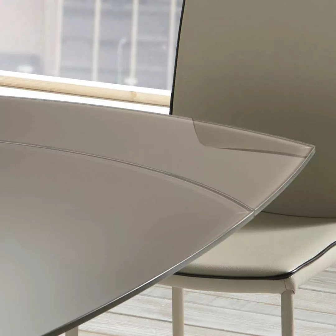Moderner Esstisch mit grau-brauner Glasplatte ausziehbar günstig online kaufen