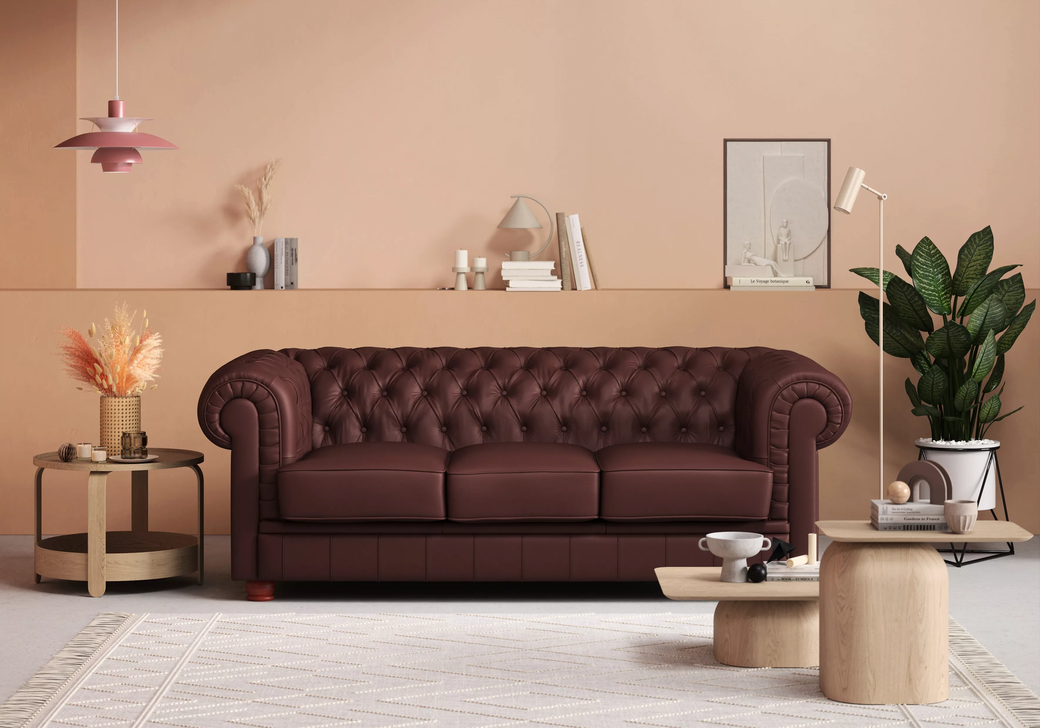 Max Winzer® Chesterfield-Sofa »Kent«, 3-Sitzer mit edler Knopfheftung, Brei günstig online kaufen