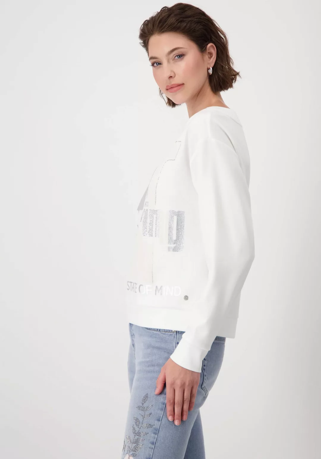 Monari Sweatshirt mit Folienglanzschrift günstig online kaufen