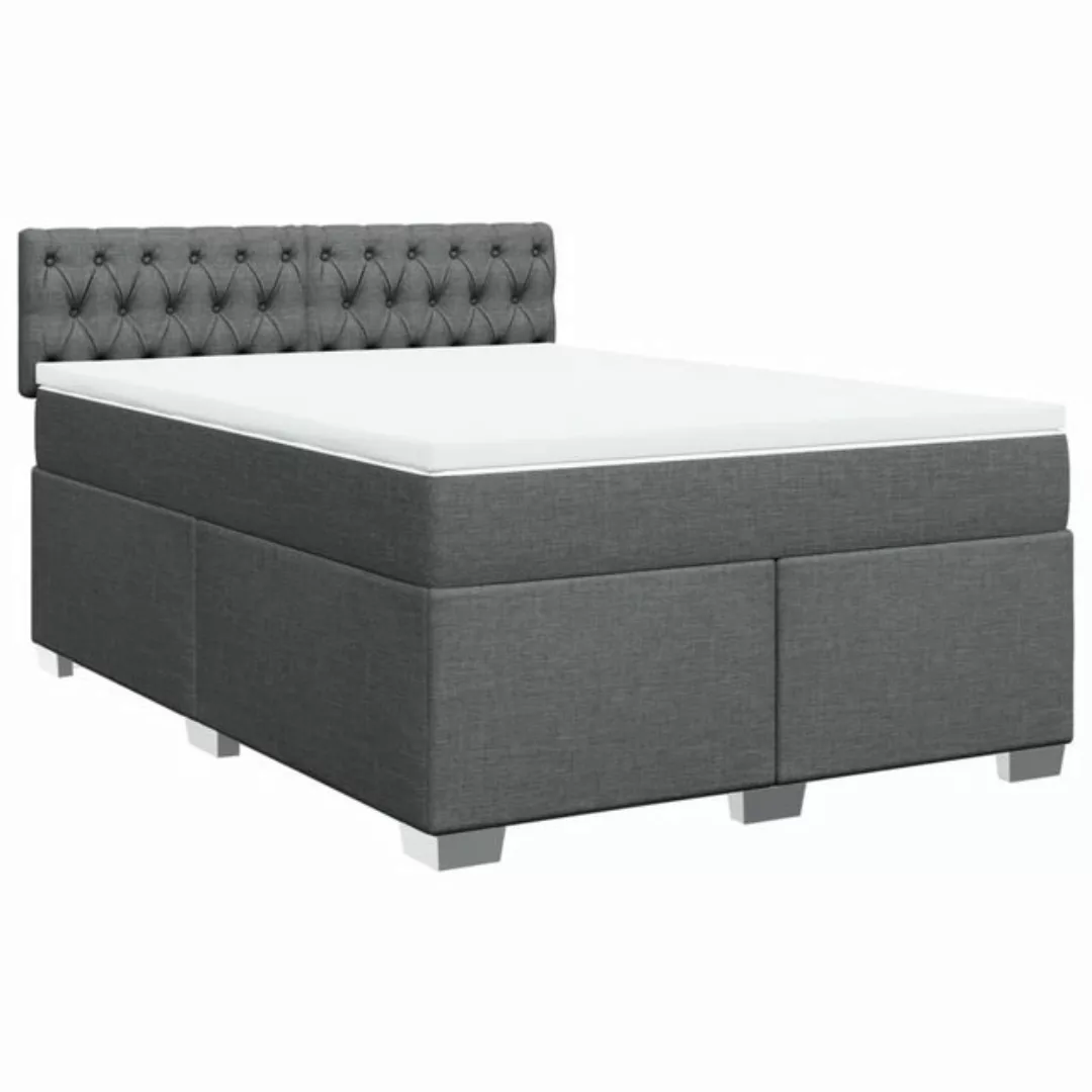 vidaXL Bett Boxspringbett mit Matratze Dunkelgrau 140x190 cm Stoff günstig online kaufen