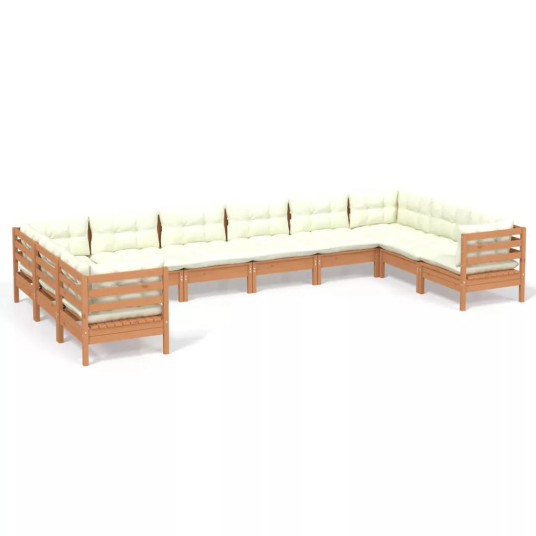 10-tlg. Garten-lounge-set Mit Kissen Honigbraun Kiefernholz günstig online kaufen