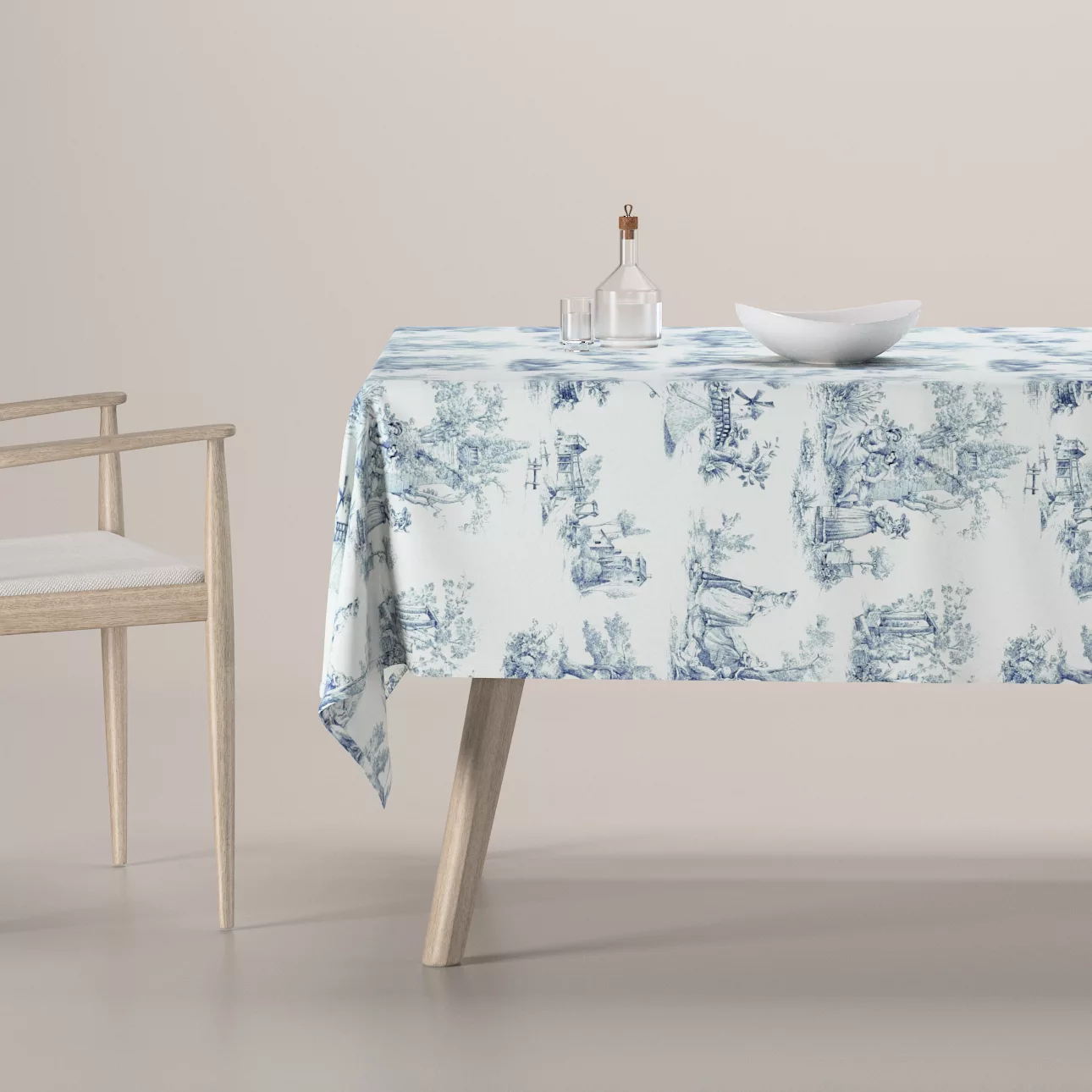 Rechteckige Tischdecke, creme- blau, Avinon (132-66) günstig online kaufen