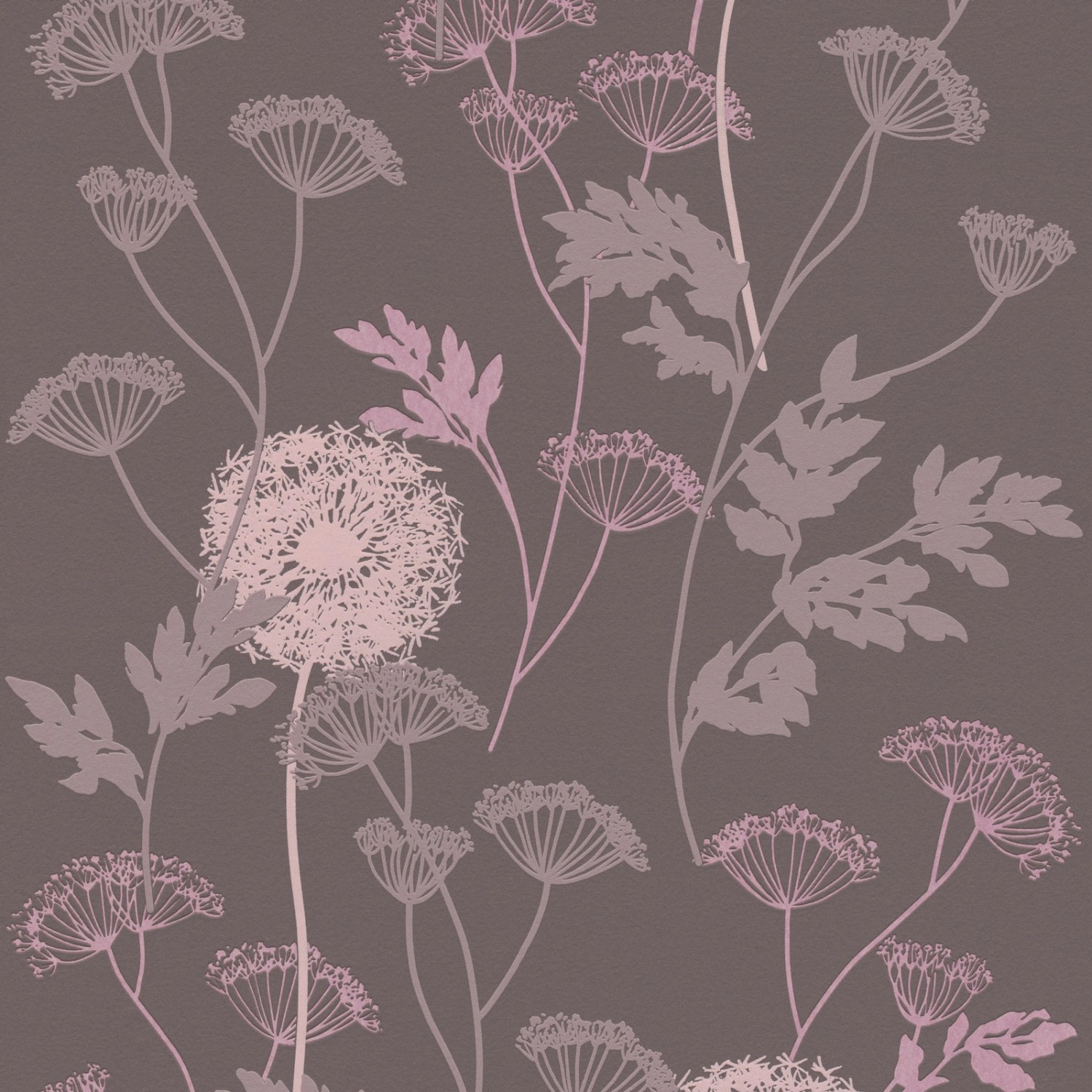 Bricoflor Pusteblumen Tapete in Lila Altrosa Tapete mit Floralem Muster für günstig online kaufen