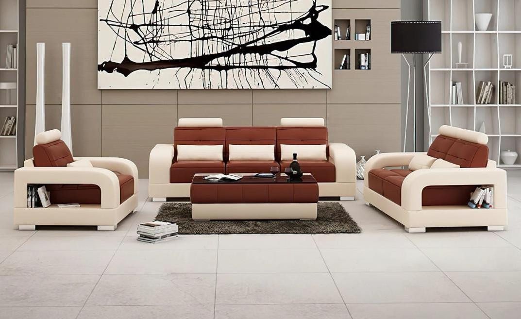 Xlmoebel Sofa Zeitgemäßes Ledersofa Couch Set 3+2+1 Möbelgarnitur Design So günstig online kaufen