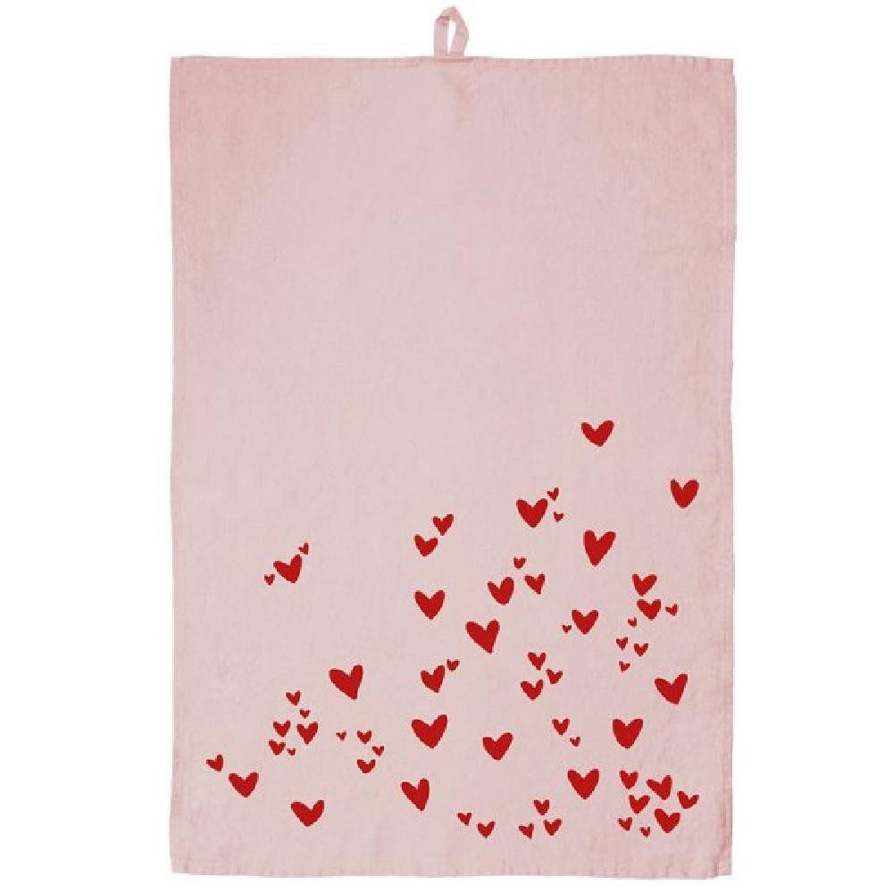 Frohstoff Geschirrtuch Geschirrtuch Herzen Leinen Rosa günstig online kaufen