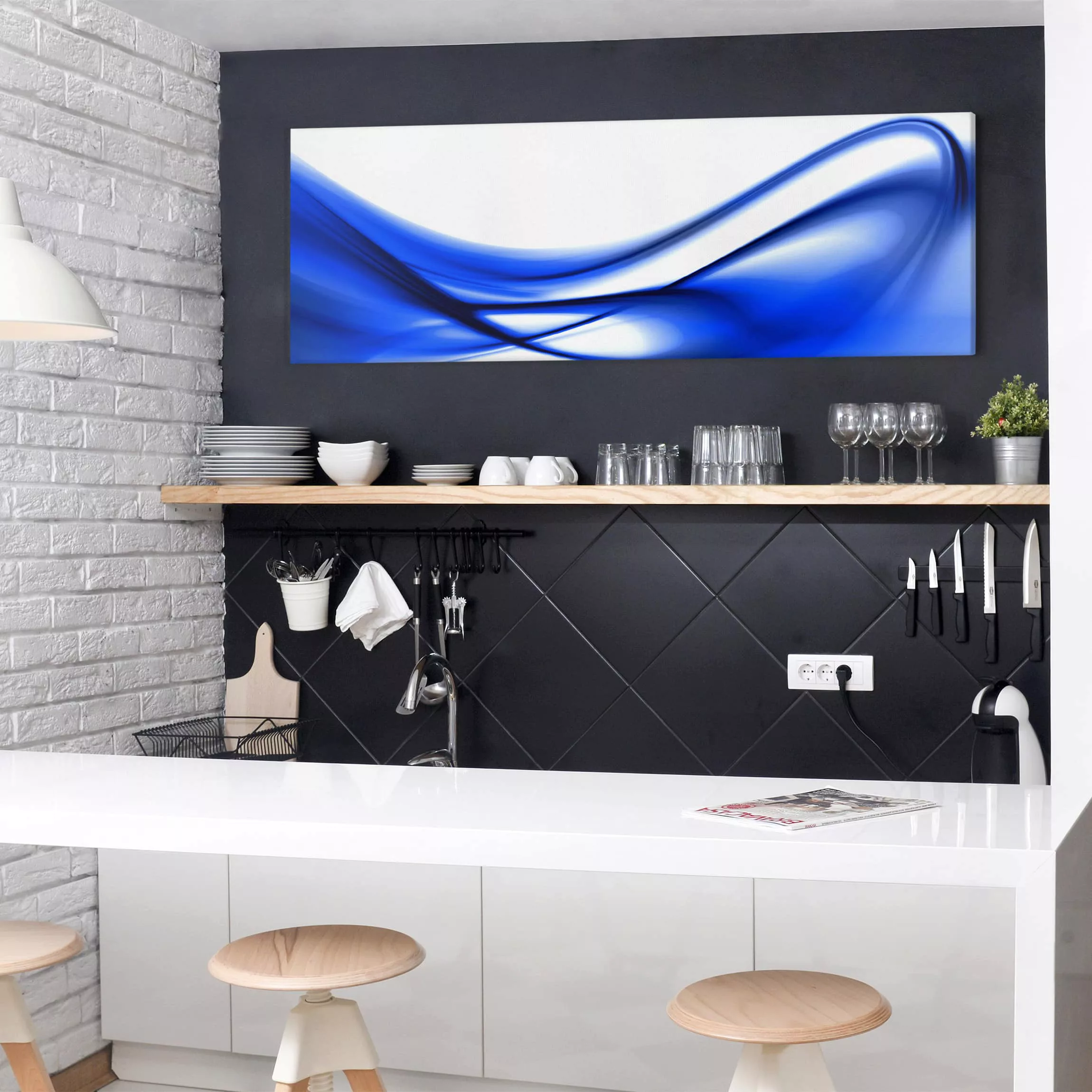 Leinwandbild Abstrakt - Panorama Blue Touch günstig online kaufen