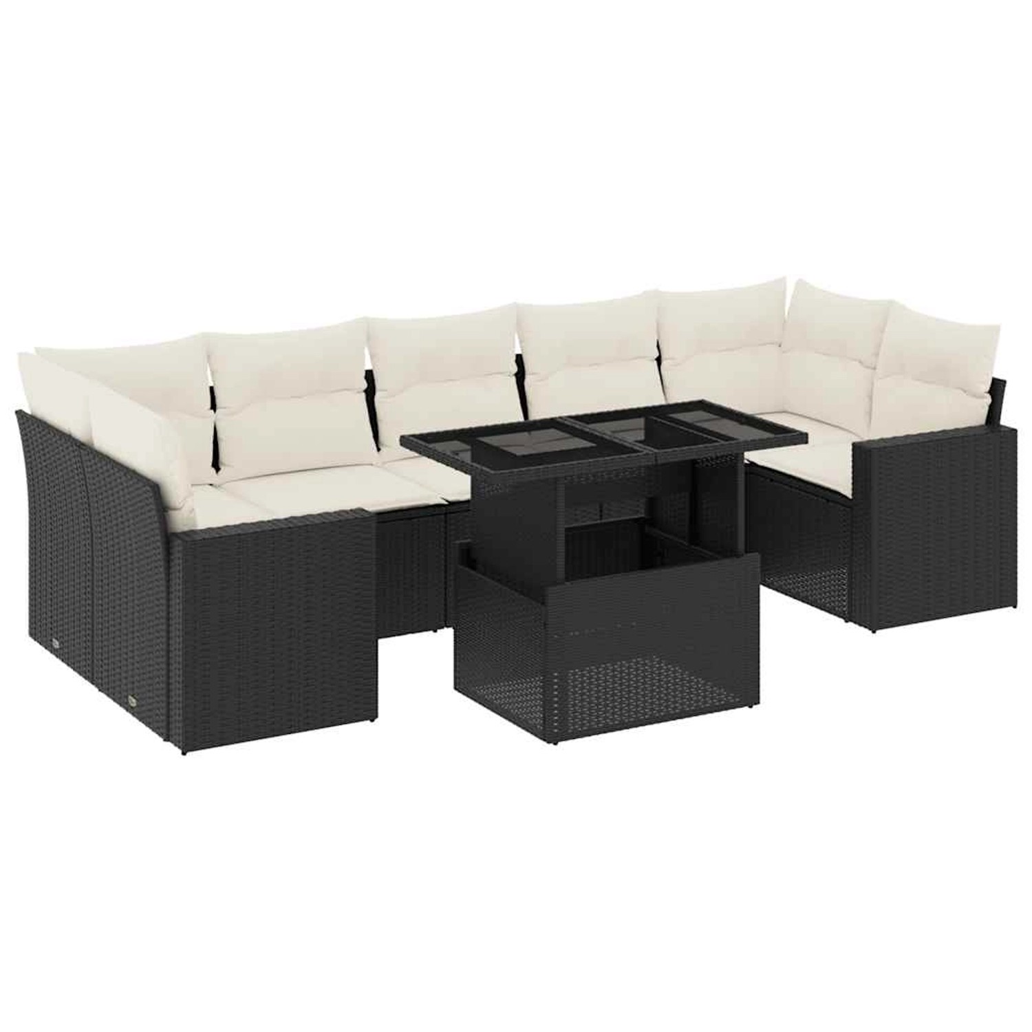 vidaXL 8-Tlg Garten-Sofagarnitur mit Kissen Schwarz Poly Rattan 3267146 günstig online kaufen