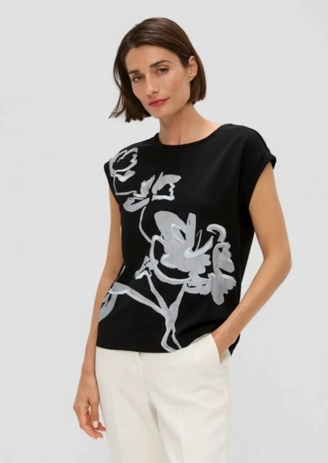 s.Oliver BLACK LABEL Shirttop T-Shirt im Fabricmix günstig online kaufen