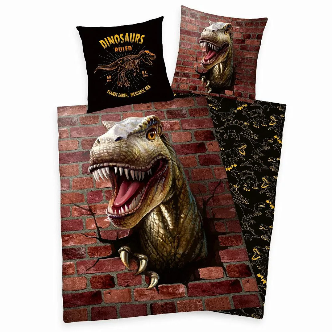 Herding Wendebettwäsche 135x200cm 3D Dino Digitaldruck, günstig online kaufen