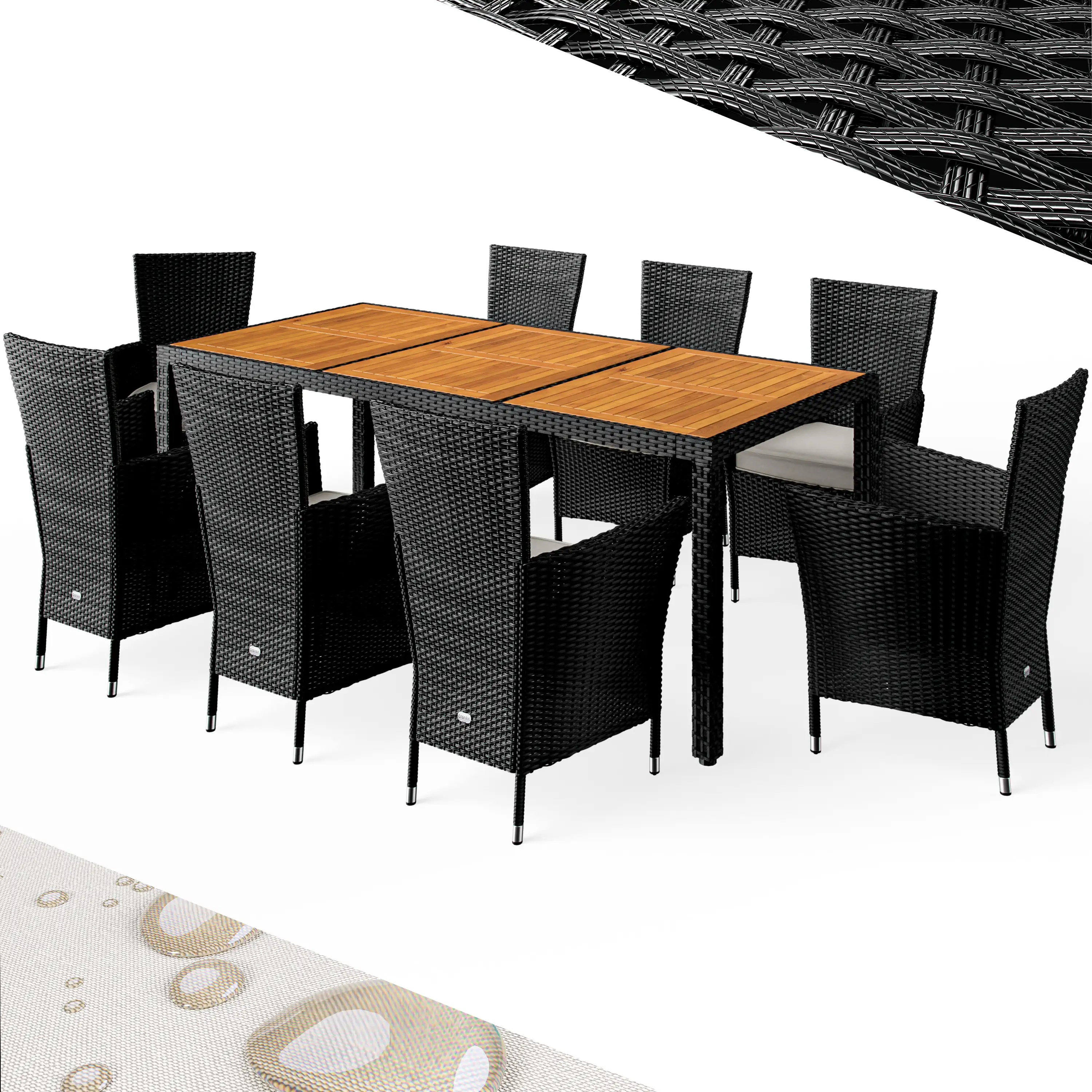 Polyrattan Garten-Sitzgruppe Verona 9-tlg. Schwarz günstig online kaufen