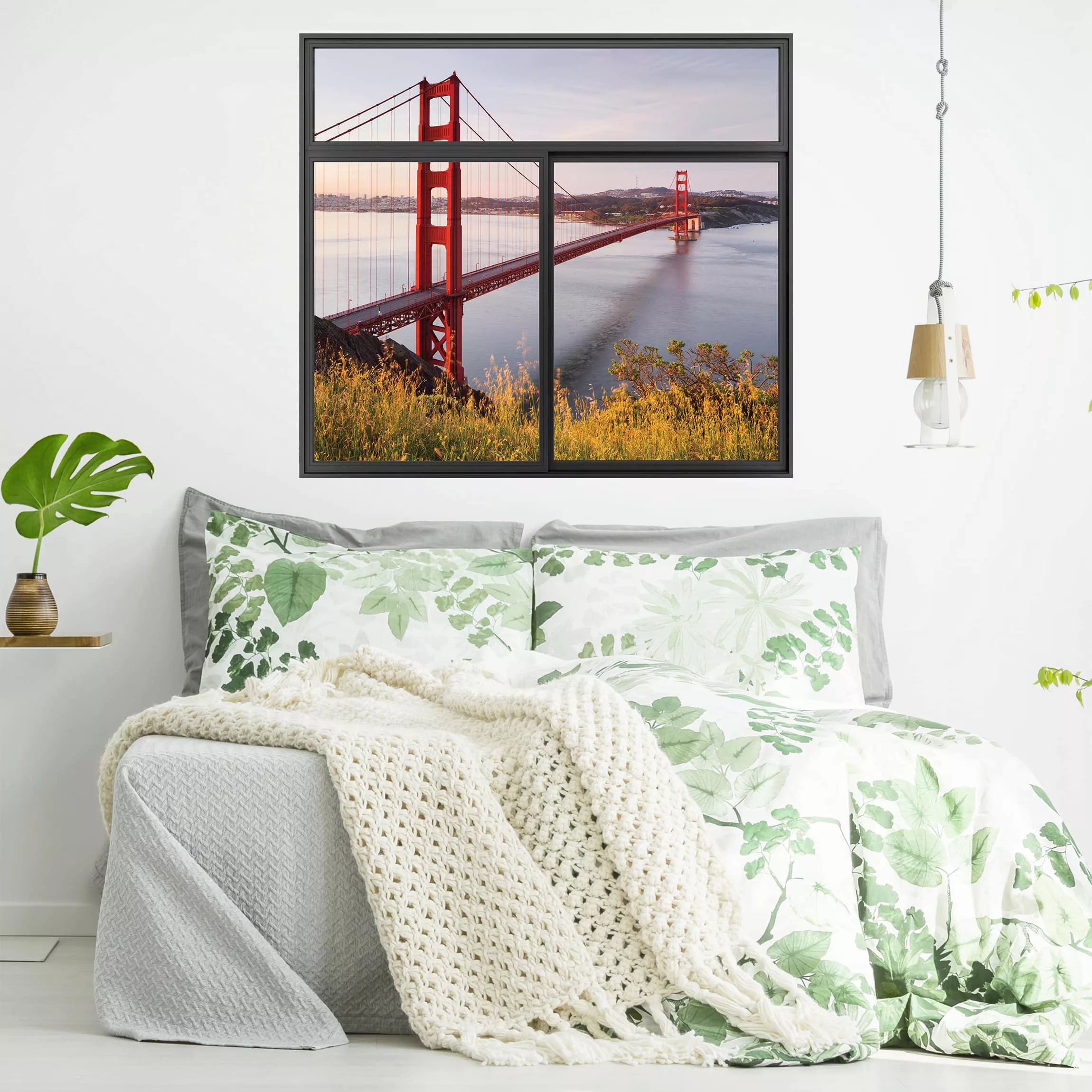 3D Wandtattoo Fenster Schwarz Golden Gate Bridge in San Francisco günstig online kaufen