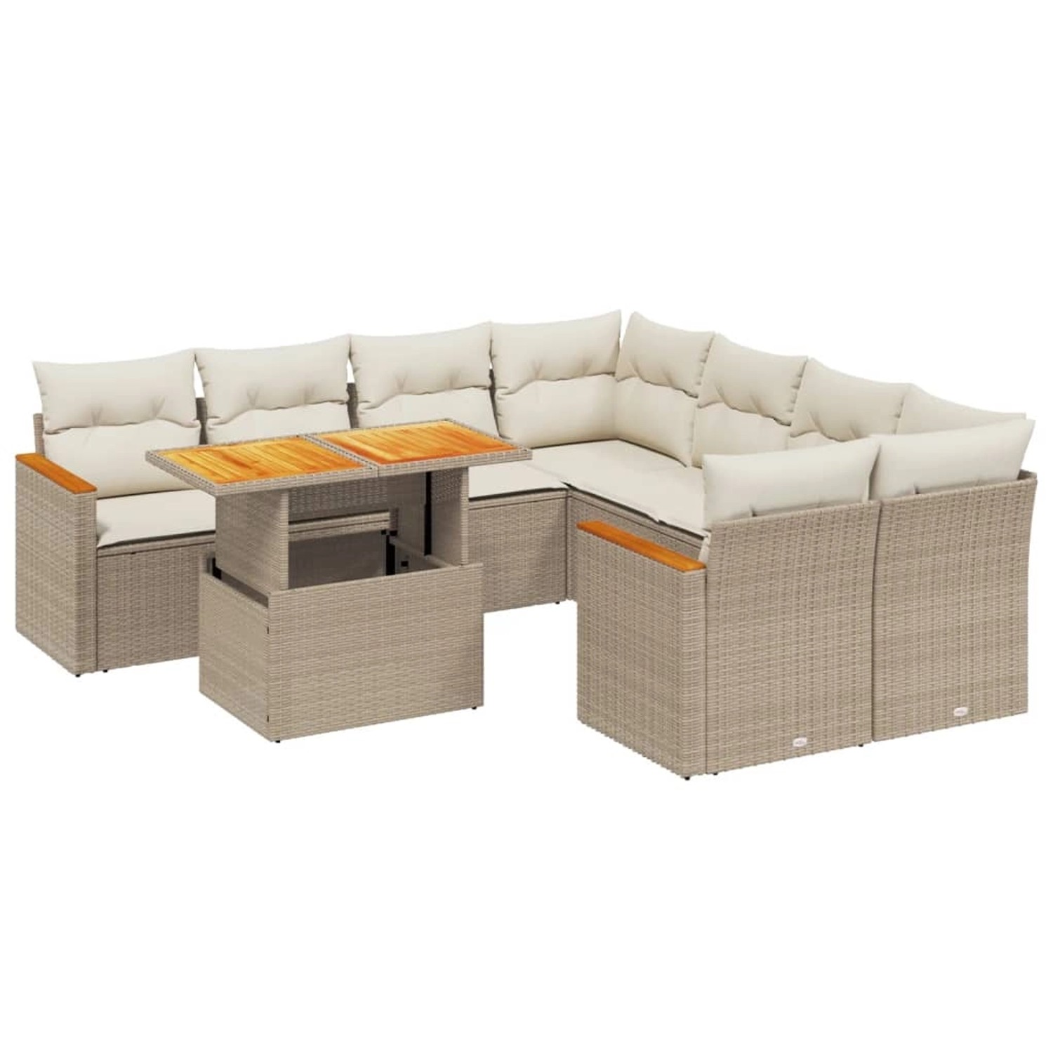 vidaXL 9-tlg Garten-Sofagarnitur mit Kissen Beige Poly Rattan Modell 231 günstig online kaufen