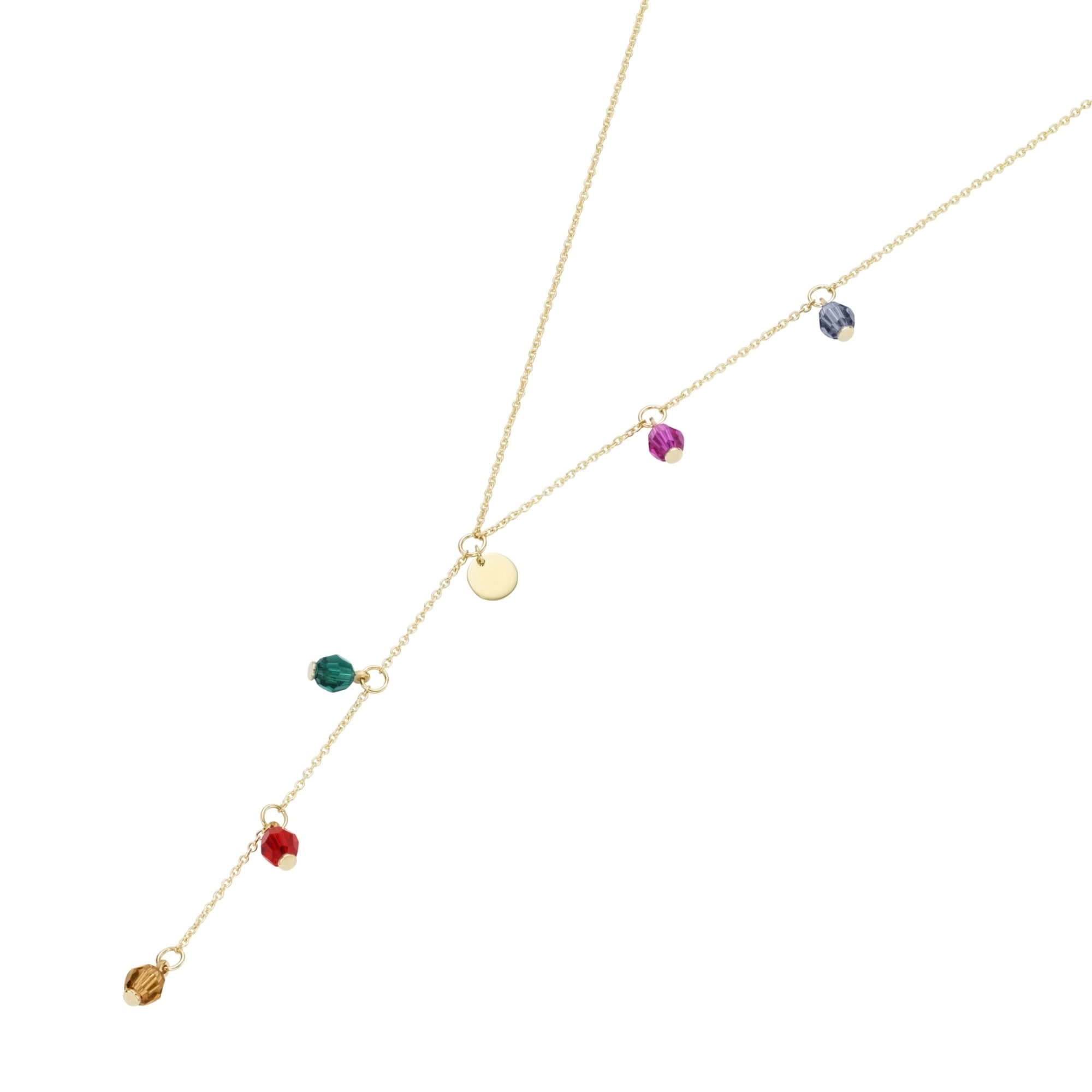 Luigi Merano Goldkette "Y-Collier, farbige Kristallstein-Kugeln + 1 Plättch günstig online kaufen