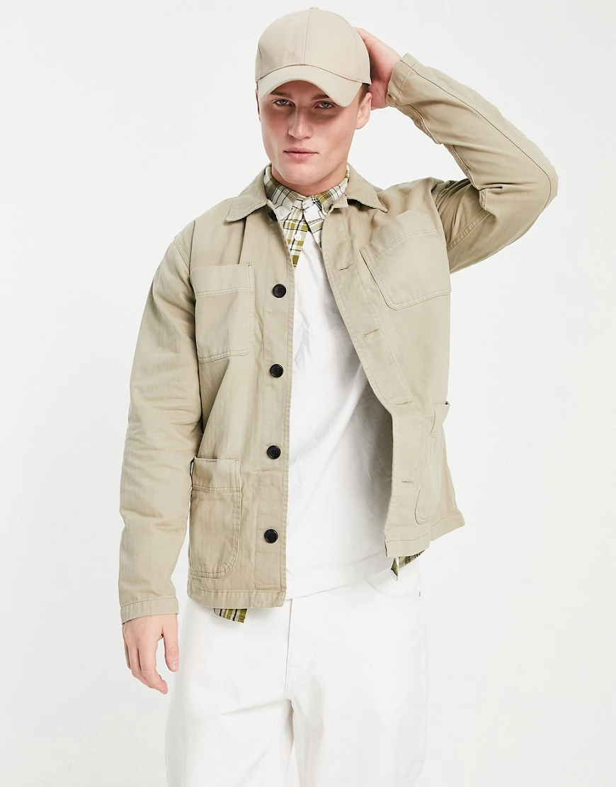 Selected Homme – Oversize-Hemdjacke in Stein-Neutral günstig online kaufen