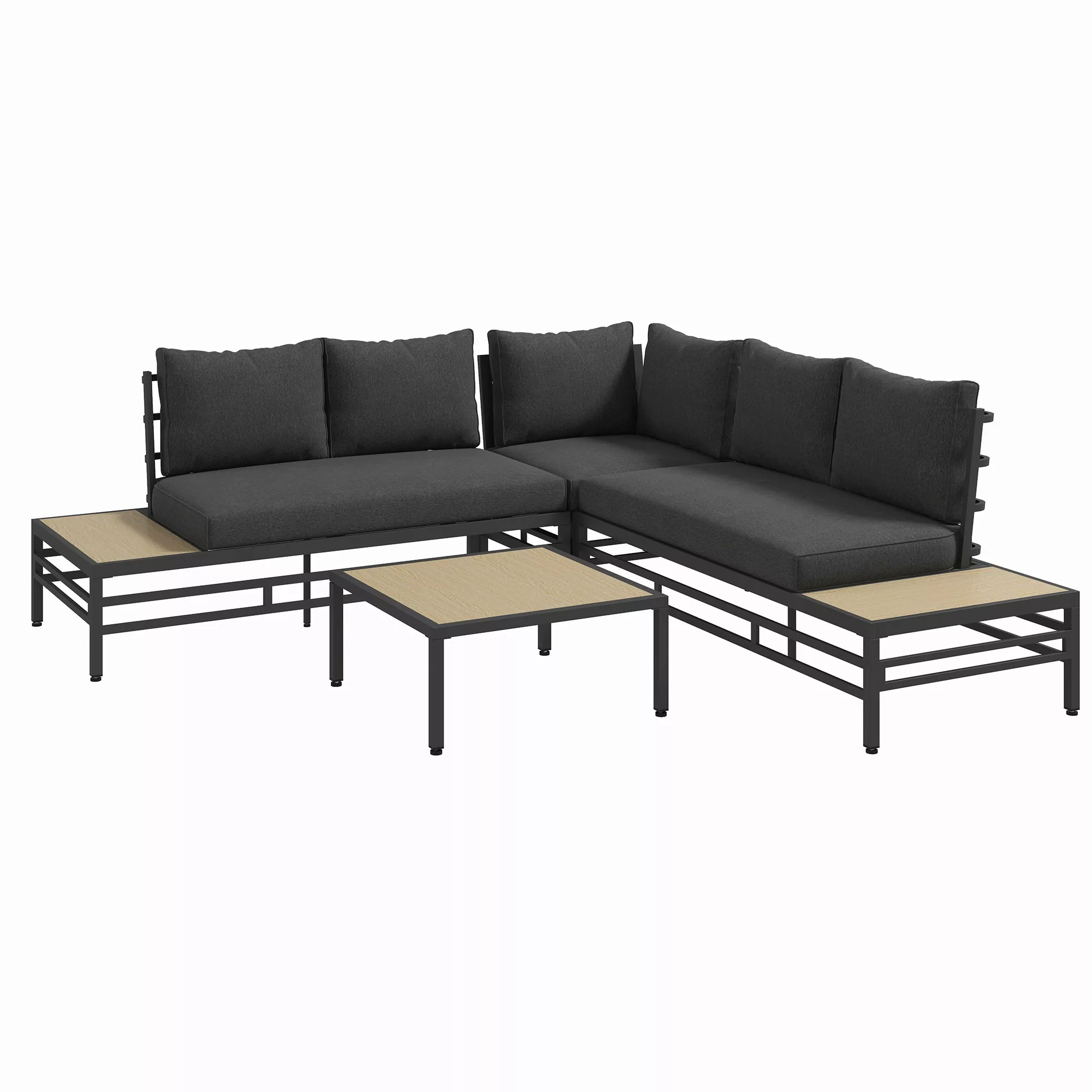 Outsunny 5-tlg Gartenlounge Set Gartenmöbel Set mit Zweisitzer, Sitzkissen, günstig online kaufen