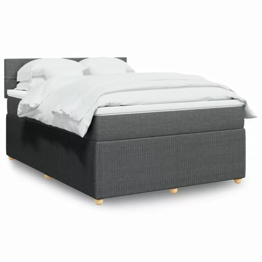 vidaXL Boxspringbett, Boxspringbett mit Matratze Dunkelgrau 140x190 cm Stof günstig online kaufen