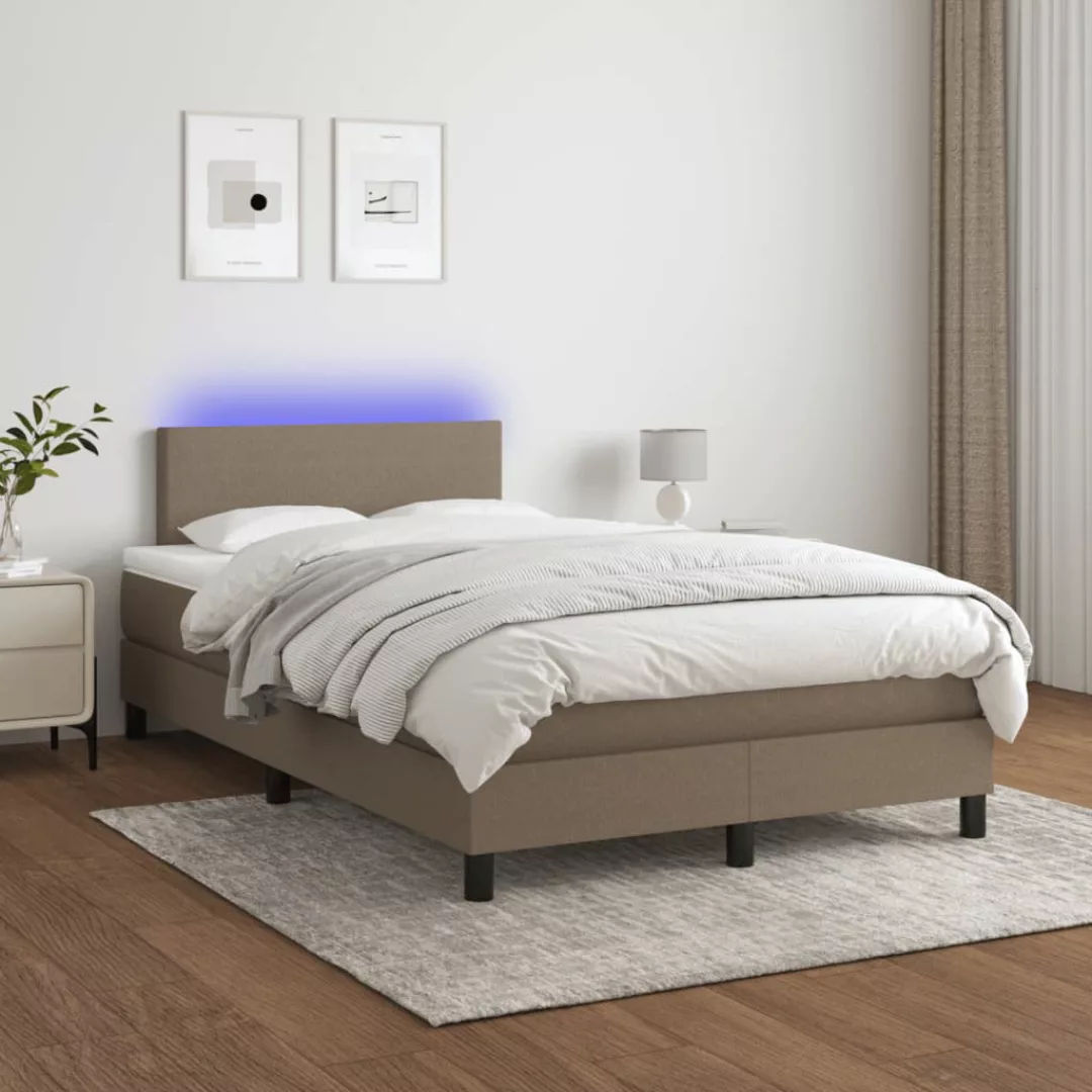 Vidaxl Boxspringbett Mit Matratze & Led Taupe 120x200 Cm Stoff günstig online kaufen