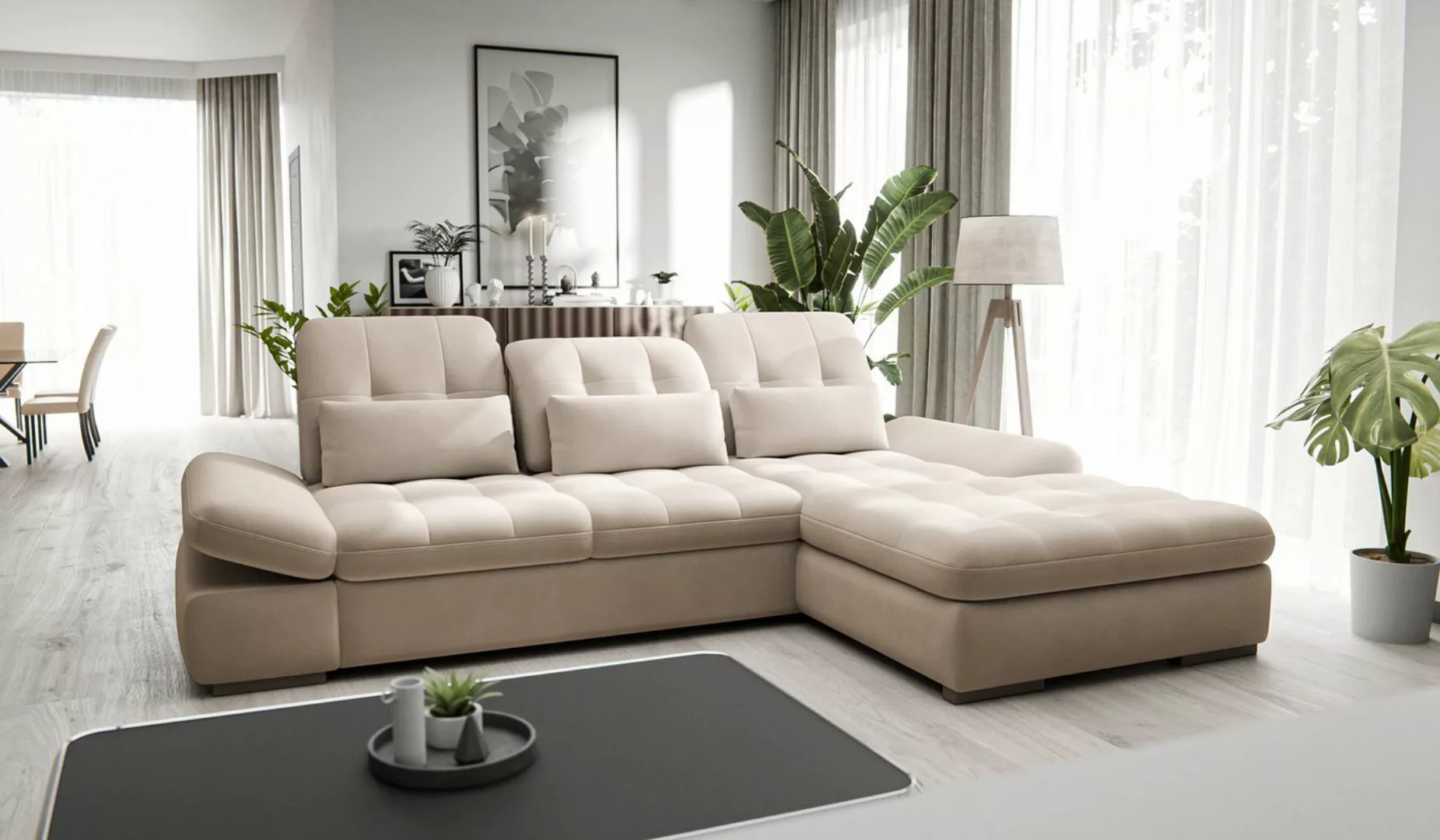 Hygger Möbelhaus Ecksofa Oregon Sofa mit Schlaffunktion L-Form Couch Cord 3 günstig online kaufen