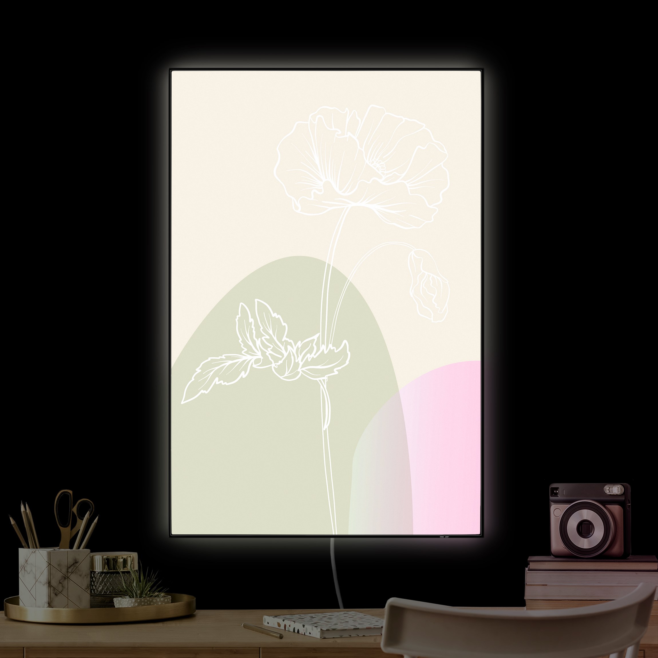 LED-Wechselbild Lineart Blume mit Farbflächen günstig online kaufen