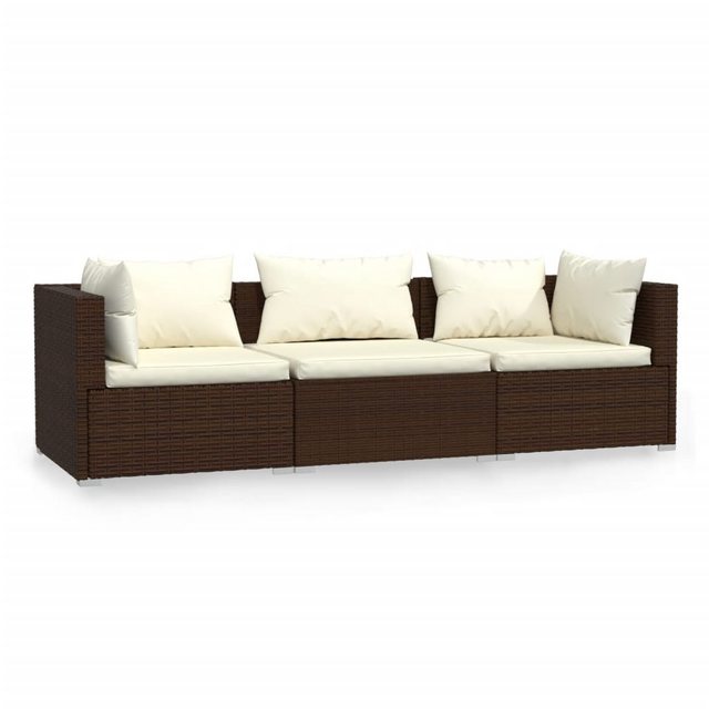 3-sitzer-sofa Mit Kissen Braun Poly Rattan günstig online kaufen