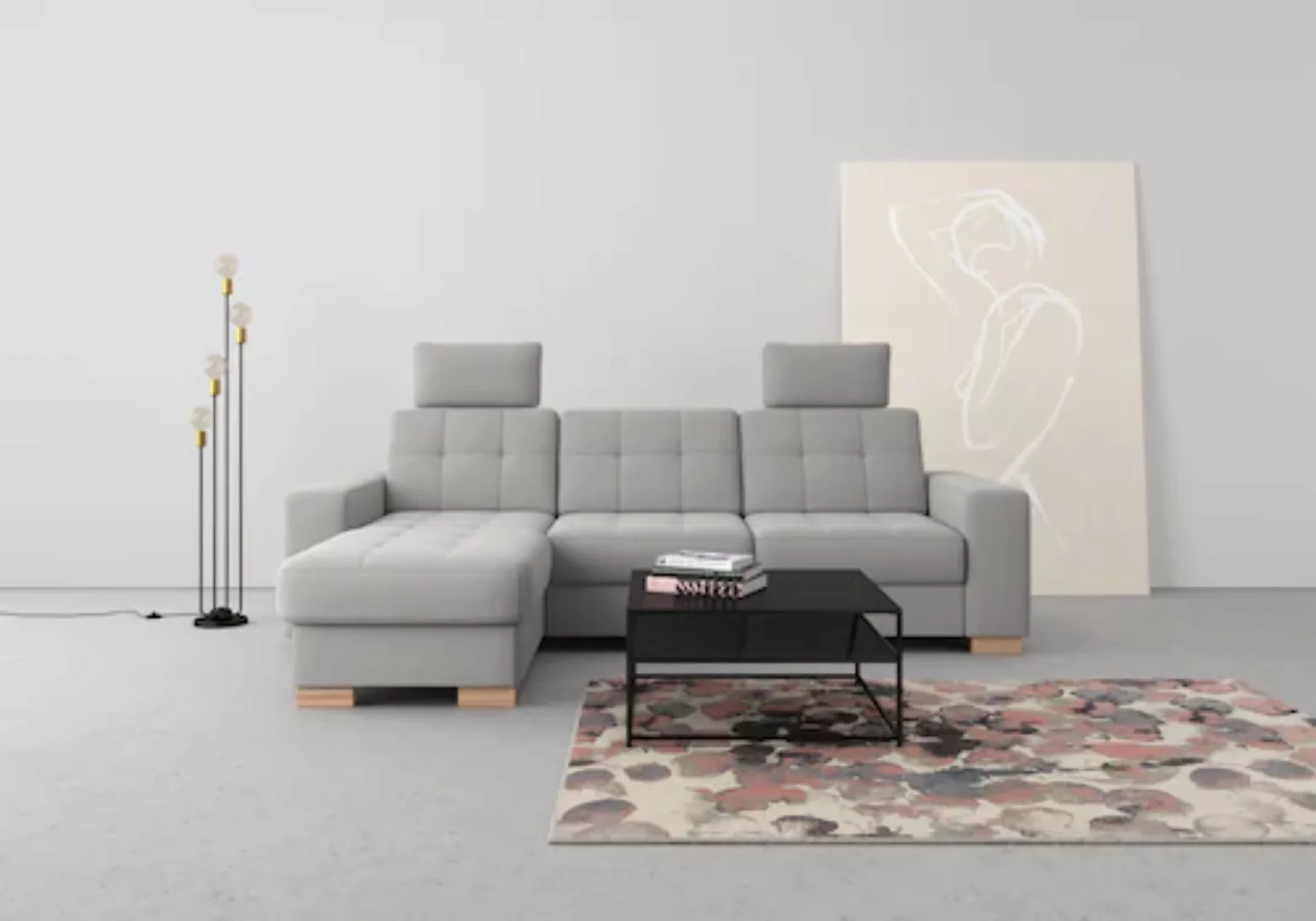 sit&more Ecksofa »Quincy L-Form«, wahlweise mit Bettfunktion und Bettkasten günstig online kaufen