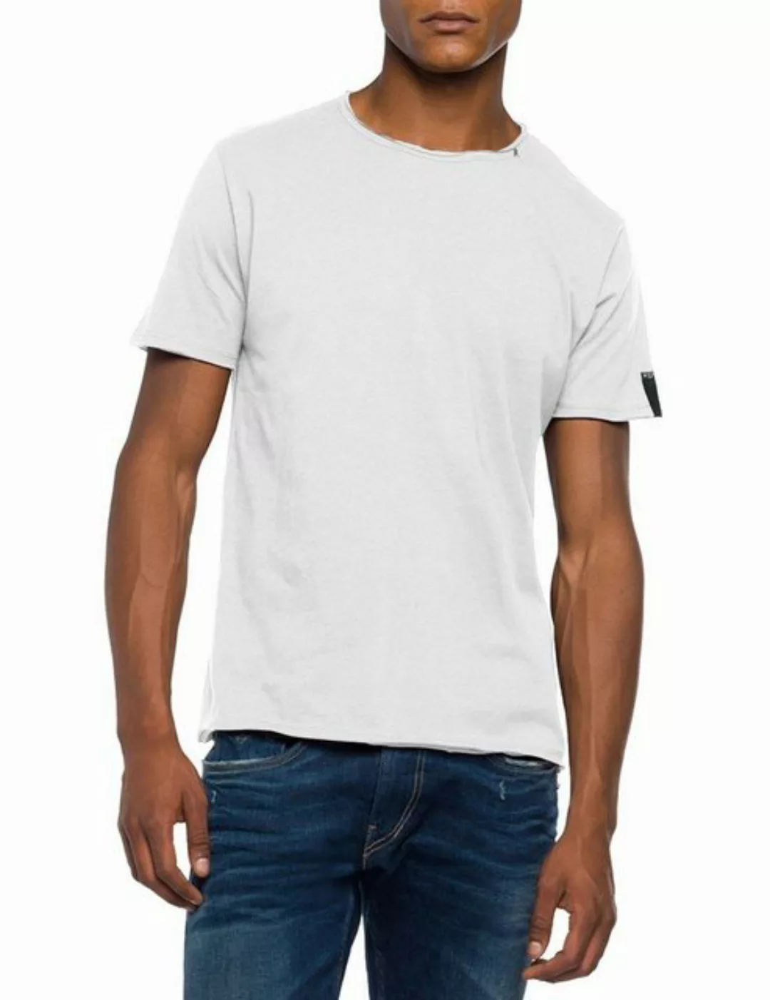 REPLAY Herren T-Shirt - 1/2-Arm, V-Neck, Baumwolle, Jersey, offene Kanten S günstig online kaufen