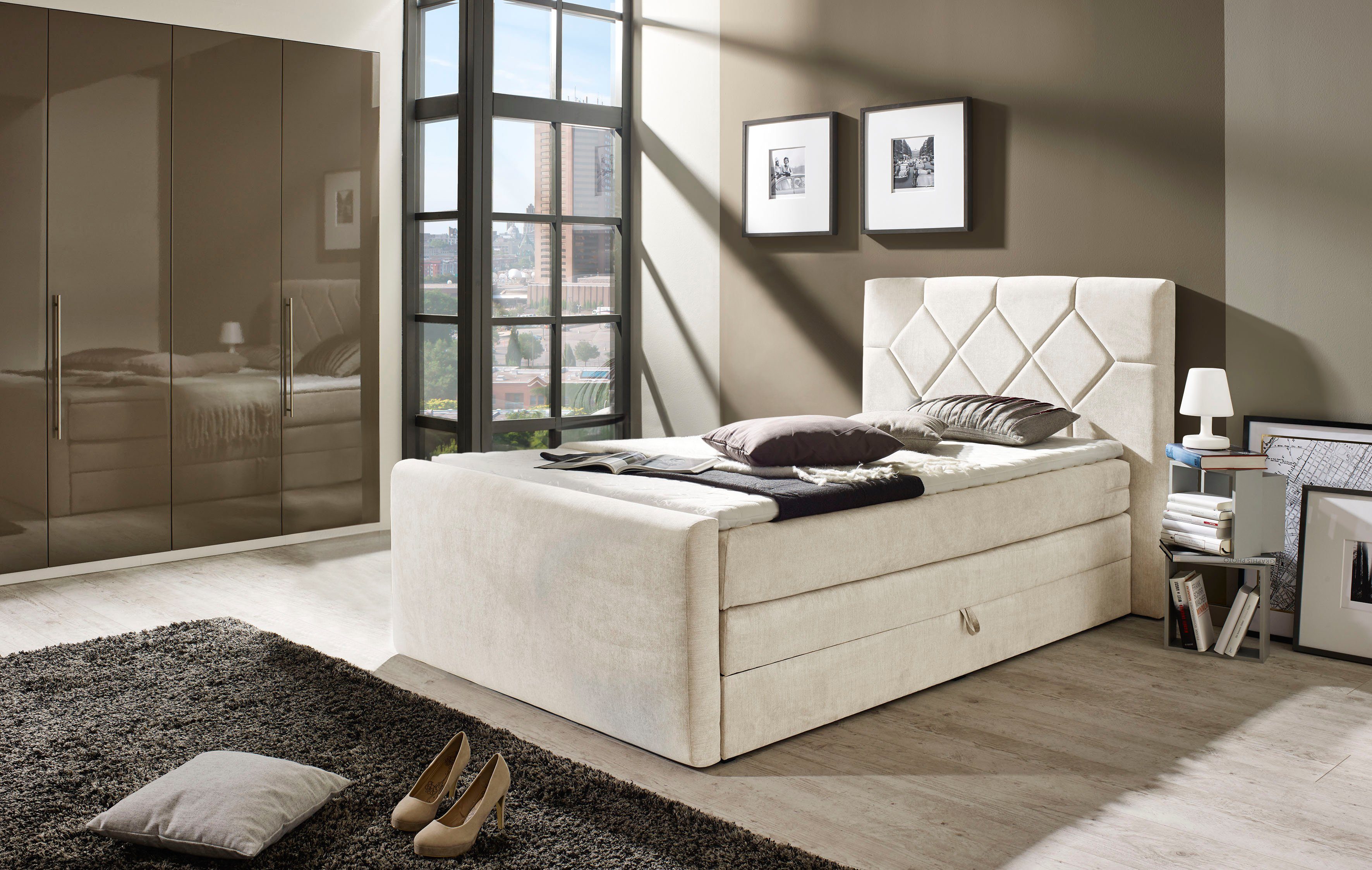 Places of Style Boxspringbett "Atlanta", inklusive Topper und Bettkasten günstig online kaufen