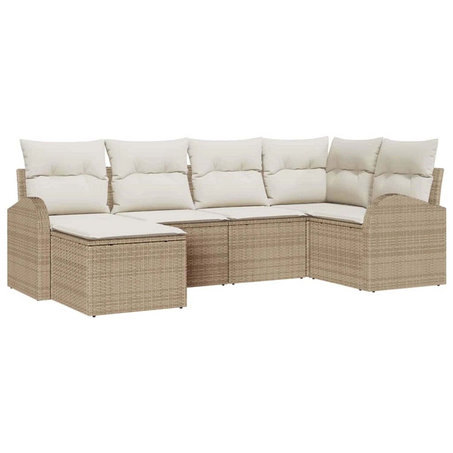 vidaXL Garten-Sofa-Set mit Kissen 6-Tlg Beige Poly Rattan 3346111 günstig online kaufen