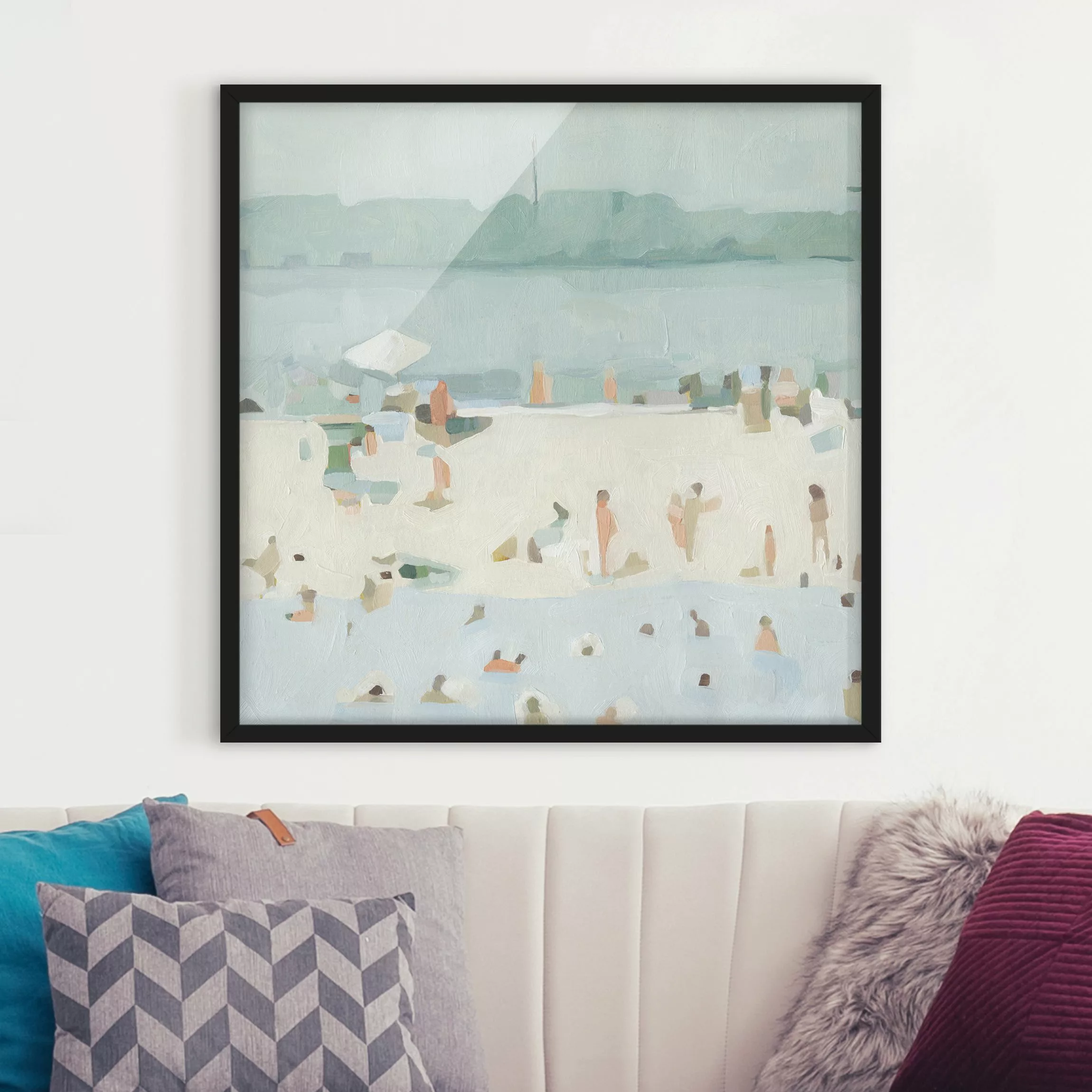 Bild mit Rahmen Abstrakt - Quadrat Sandbank im Meer I günstig online kaufen