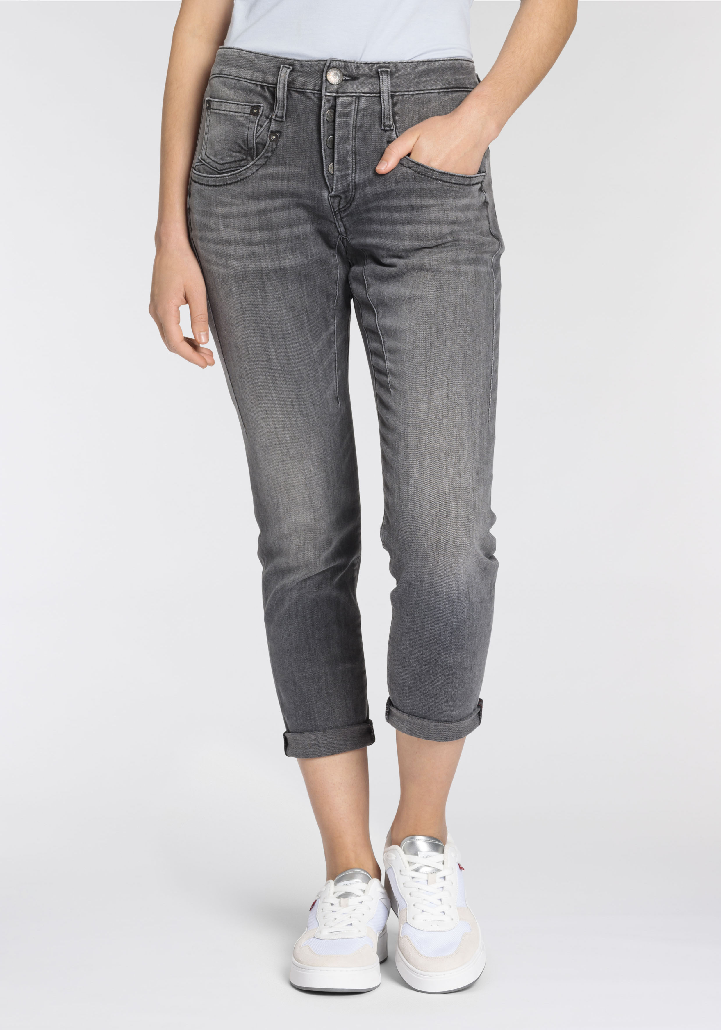 Herrlicher 5-Pocket-Jeans "Shyra Cropped Denim Black Light" günstig online kaufen