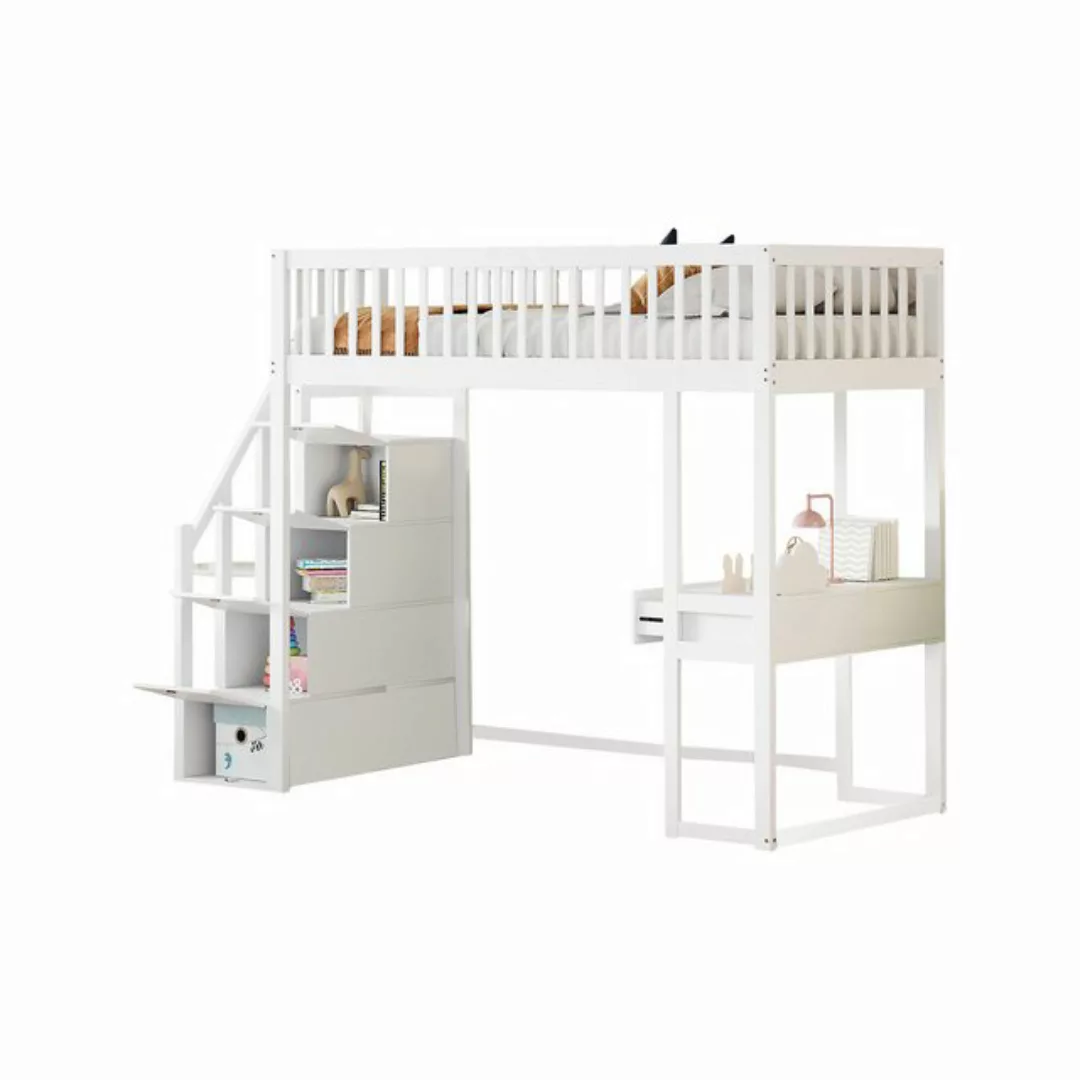 REDOM Kinderbett Hochbett Stauraumbett Holzbett Gästebett (mit Multifunktio günstig online kaufen