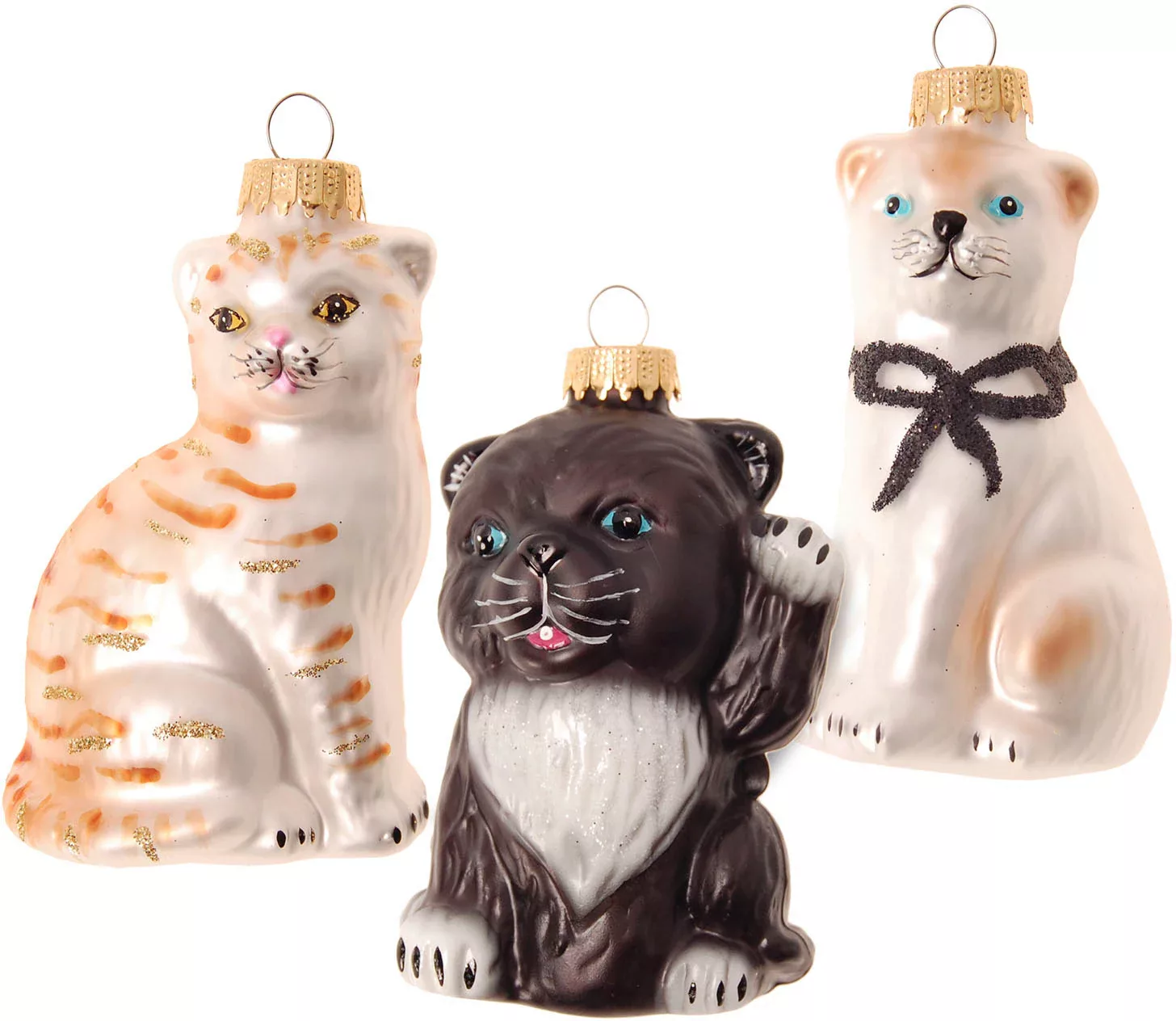 Krebs Glas Lauscha Christbaumschmuck "mit 3 verschiedenen Katzen", (Set, 3 günstig online kaufen