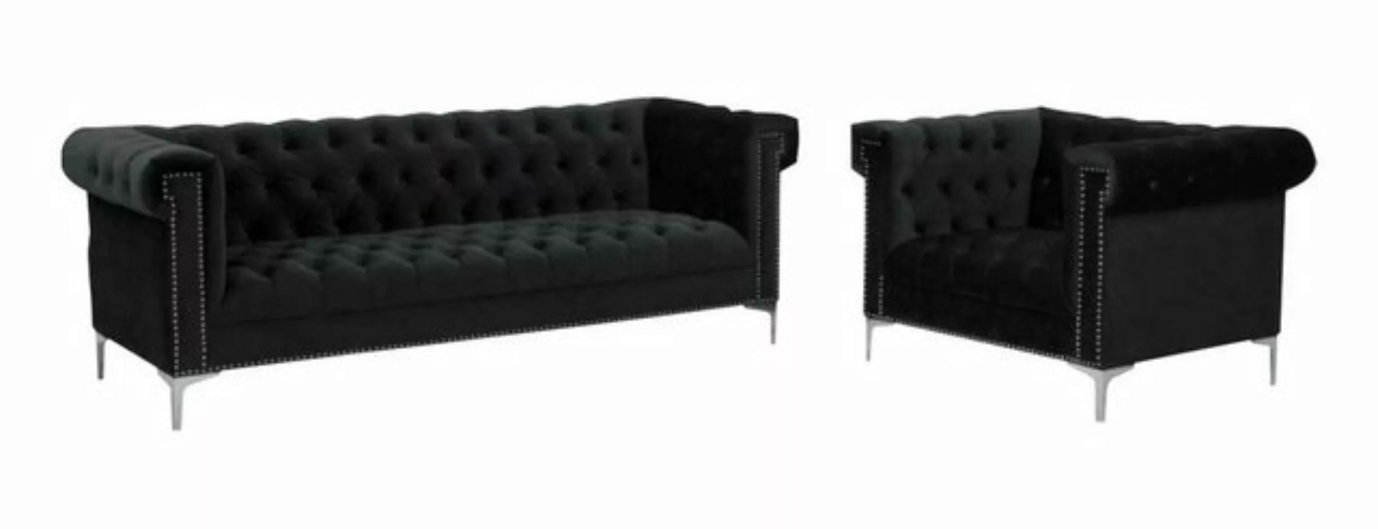 JVmoebel Sofa Royale Blaue Chesterfield Sofagarnitur 3+1 Sitzer Luxus Couch günstig online kaufen