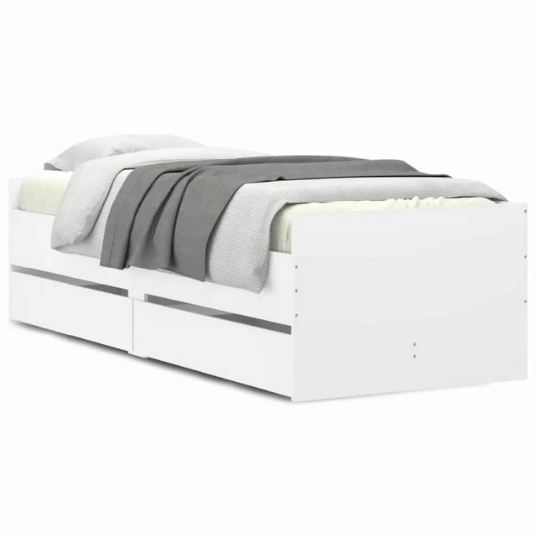 vidaXL Bettgestell Bettgestell mit Schubladen Weiß 90x200 cm Bett Bettgeste günstig online kaufen