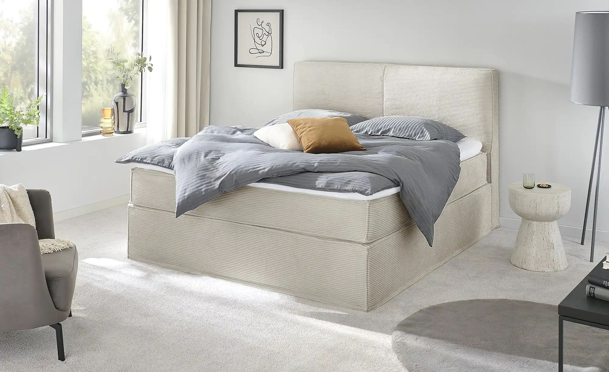 Boxi Boxspringbett mit trendigem Keder Boxi ¦ beige ¦ Maße (cm): B: 180 H: günstig online kaufen