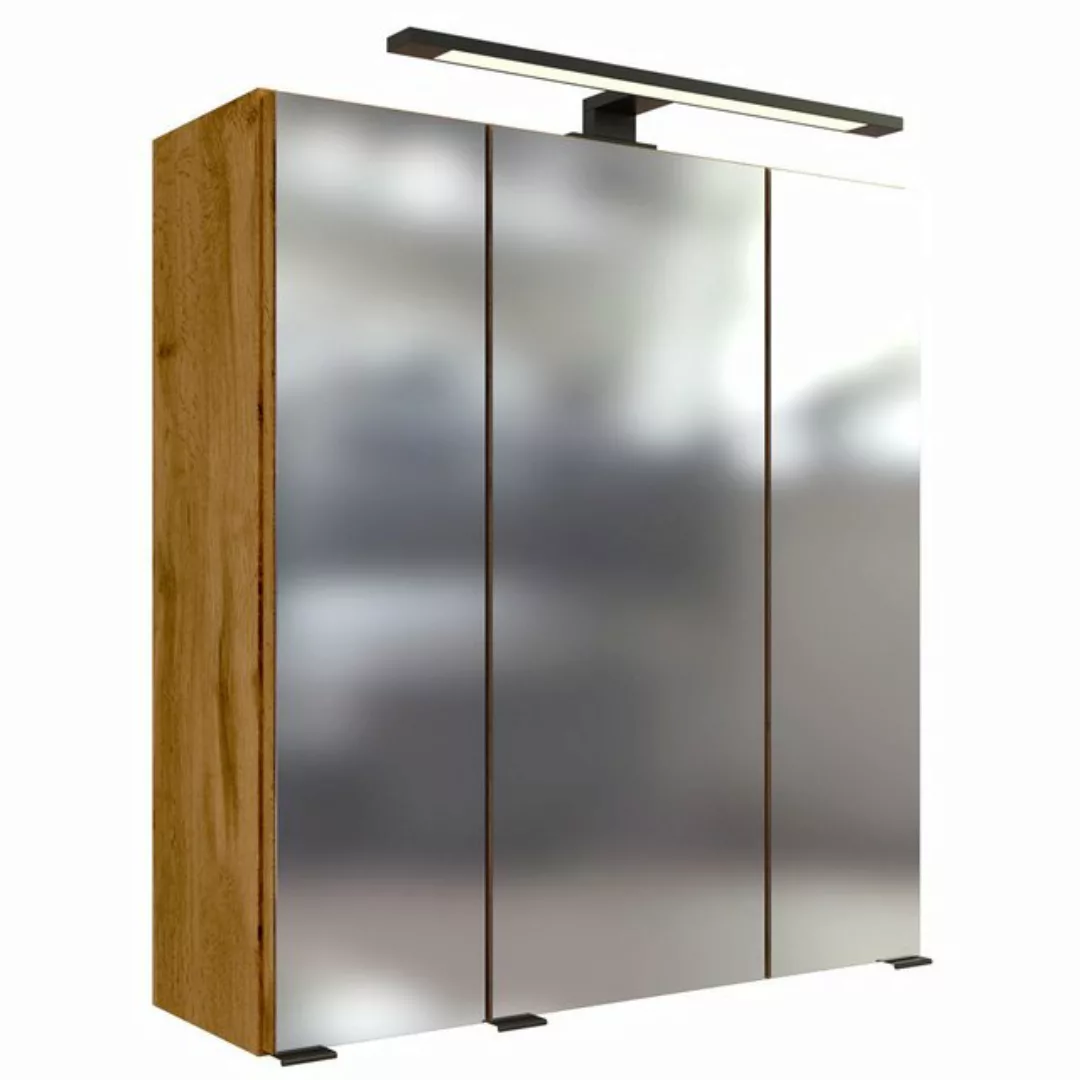 Spiegelschrank mit Beleuchtung 60 cm breit MORISSON-03 in Wotan Eiche Nb.,3 günstig online kaufen