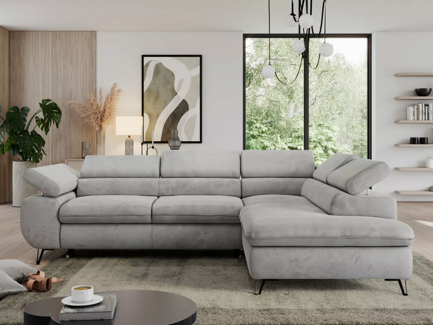 MKS MÖBEL Ecksofa PEDRO L, Set, T30-Schaum, Metallbeinen, Wellenfedern, L-f günstig online kaufen