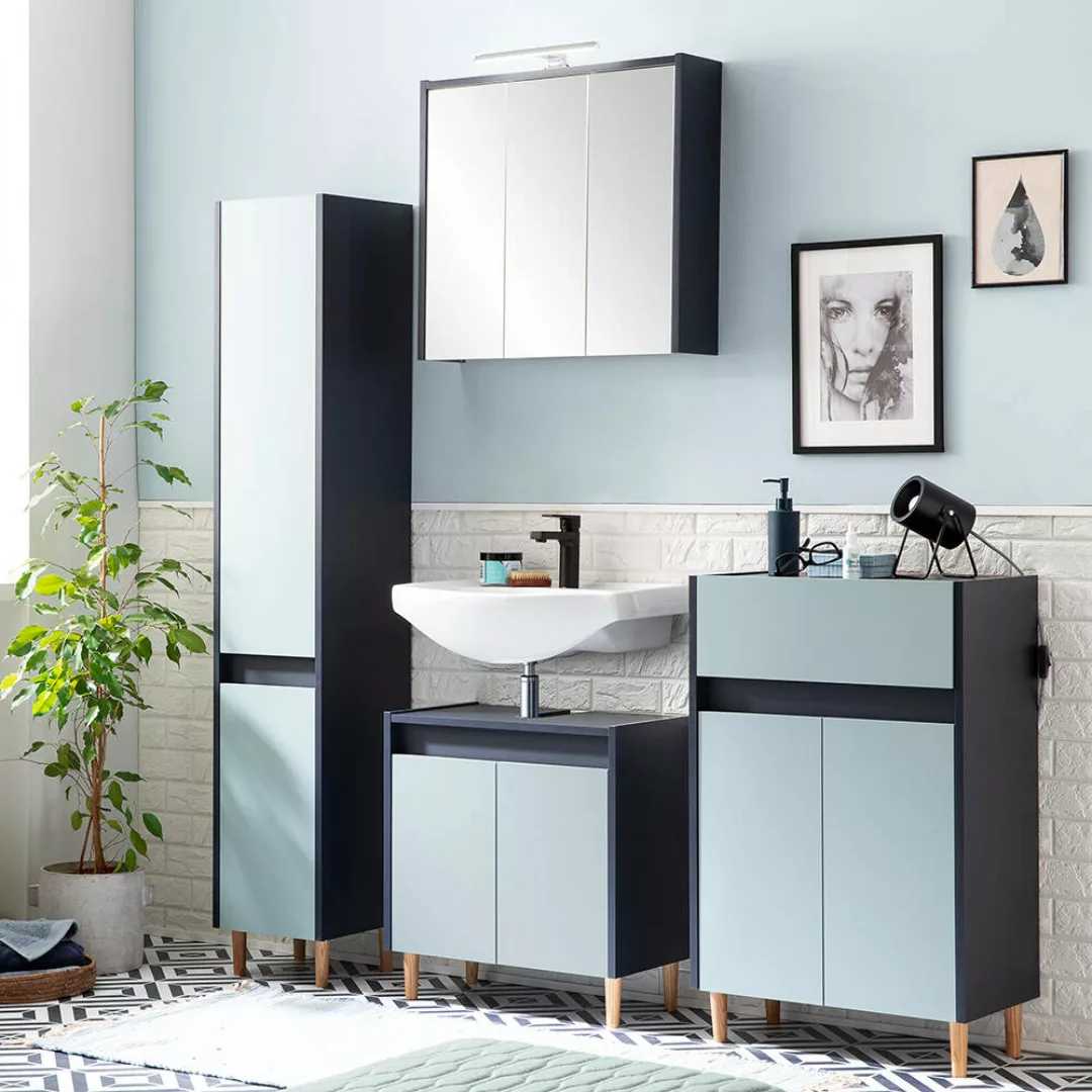 Badezimmer Set 4-teilig modern in blau LOANO-80 günstig online kaufen