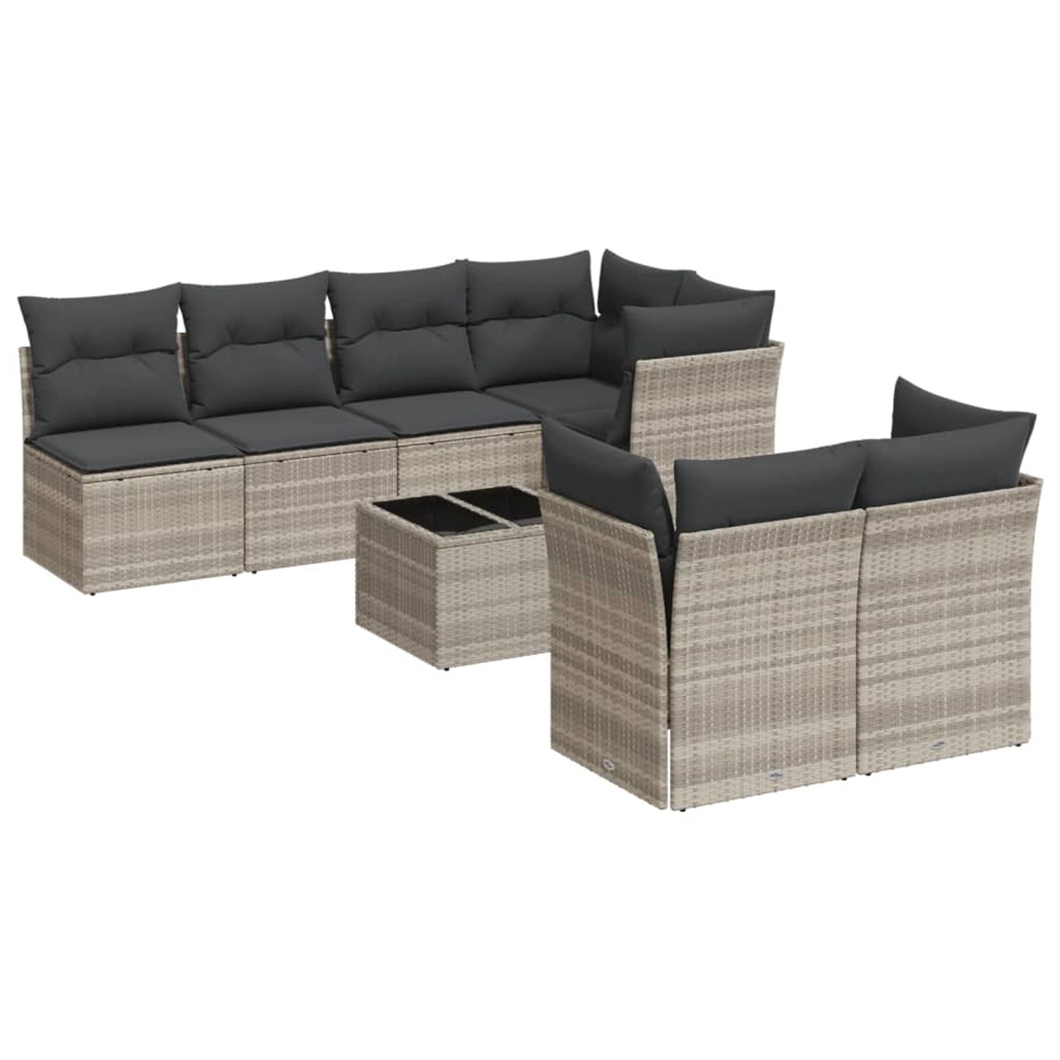 vidaXL 8-Tlg Garten-Sofagarnitur mit Kissen Hellgrau Poly Rattan 3217302 günstig online kaufen