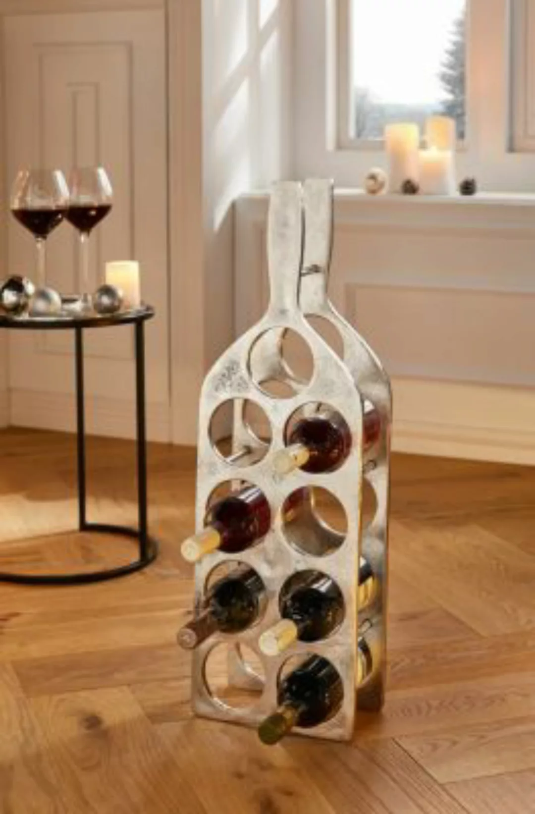 HOME Living Flaschenständer Bottles Dekoobjekte silber günstig online kaufen